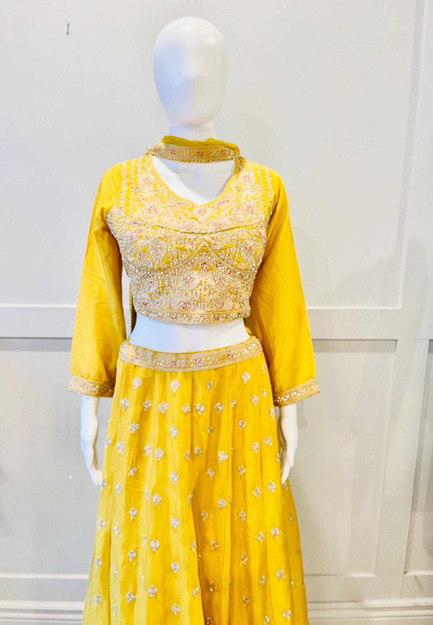 Embroidered Yellow Lehnga