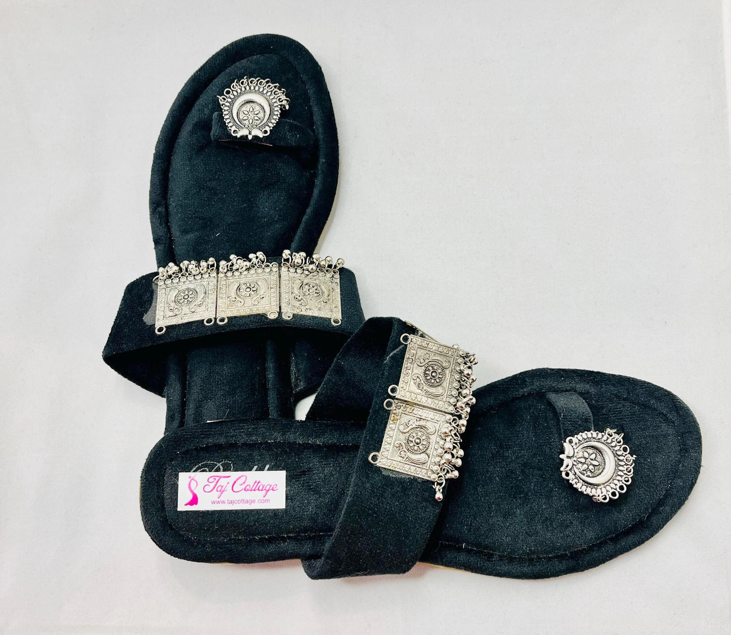 Black Velvet Color Sandals