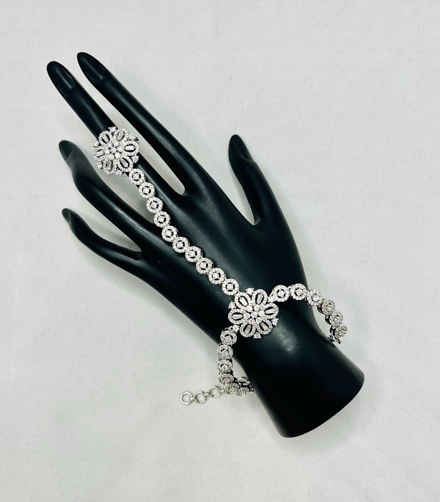 Silver Bracelet with finger ring