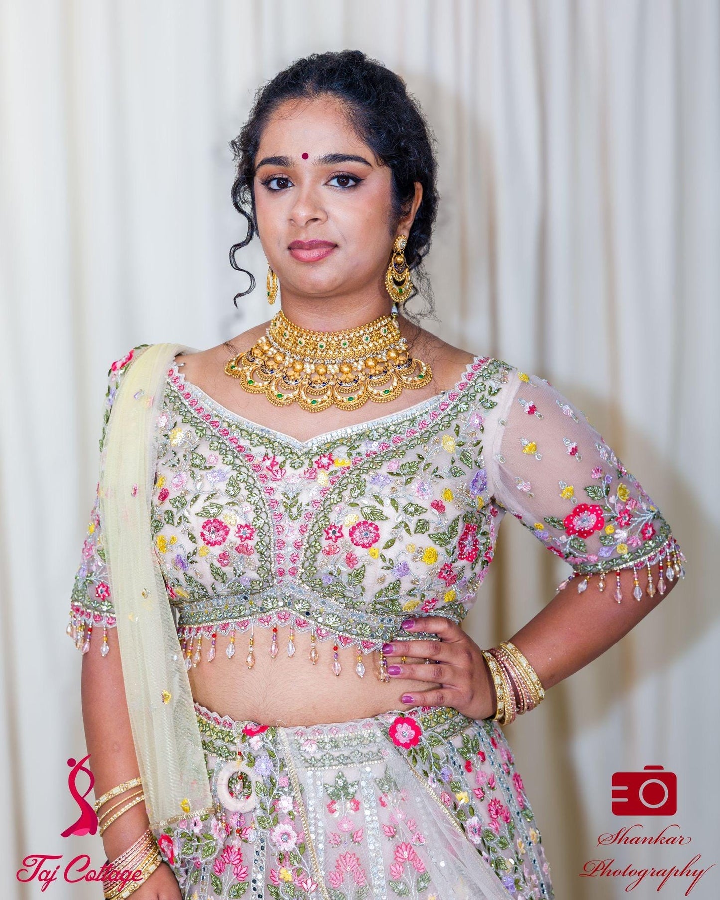 Multicolor Mirror Embriodered Lehnga Set