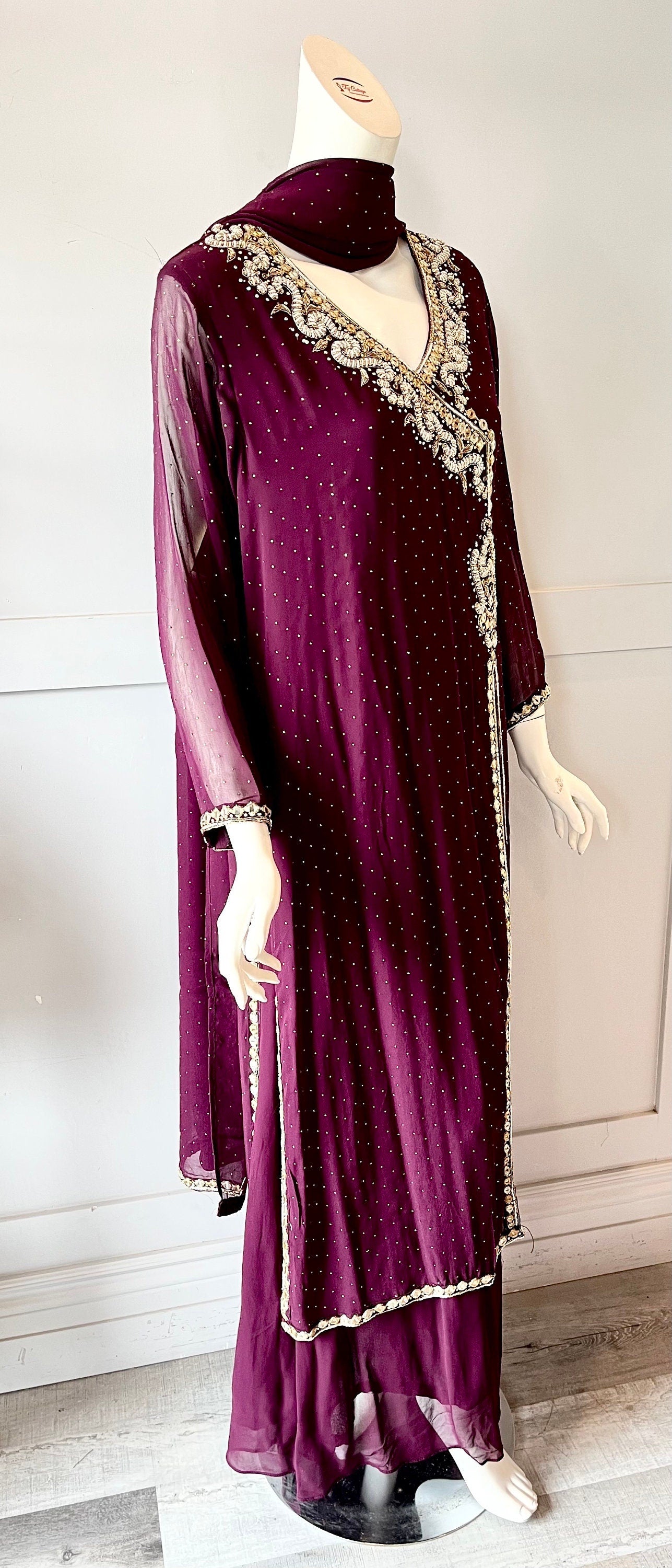Wine georgette gown