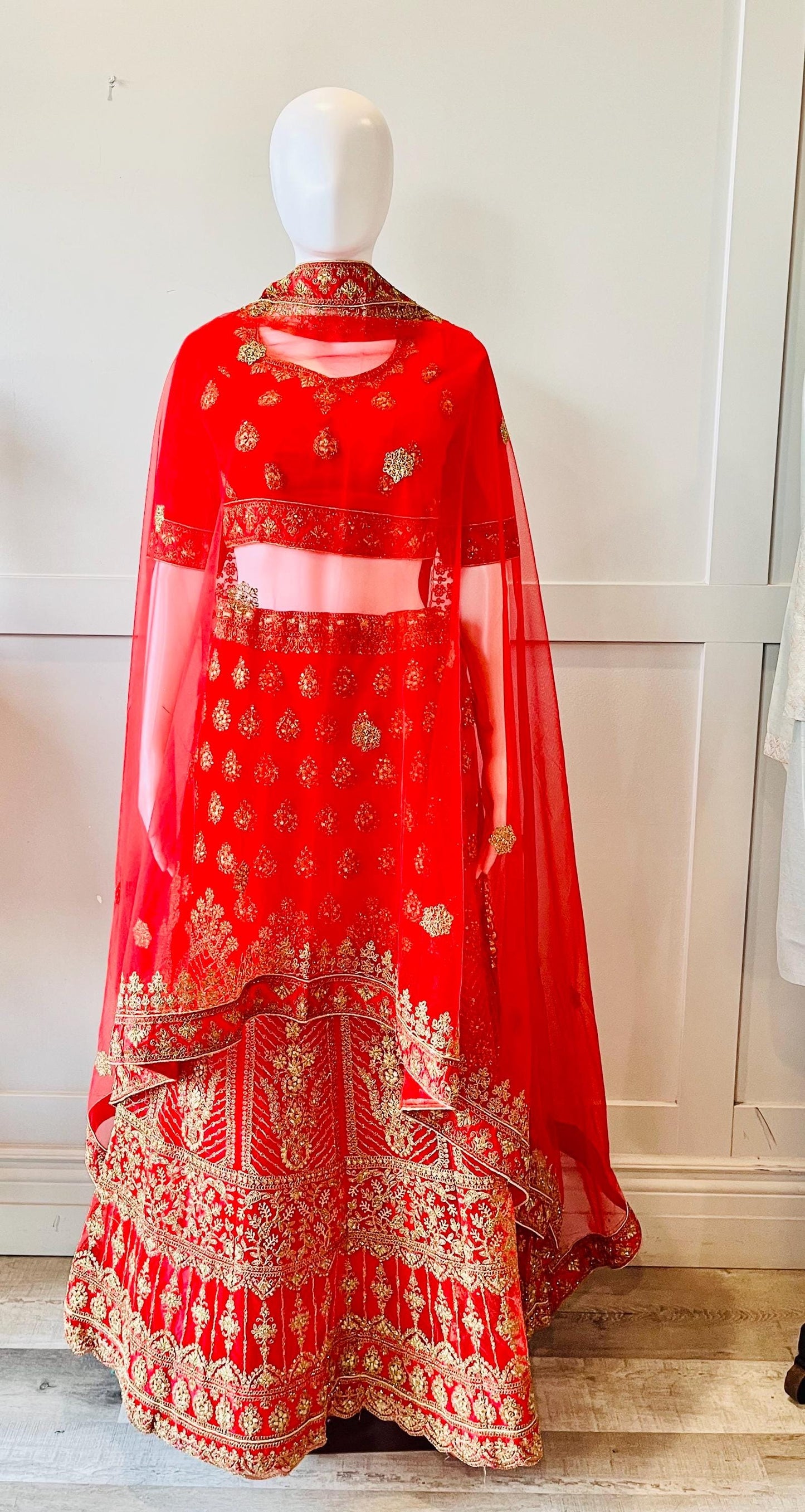 Embroidered Red Lehanga