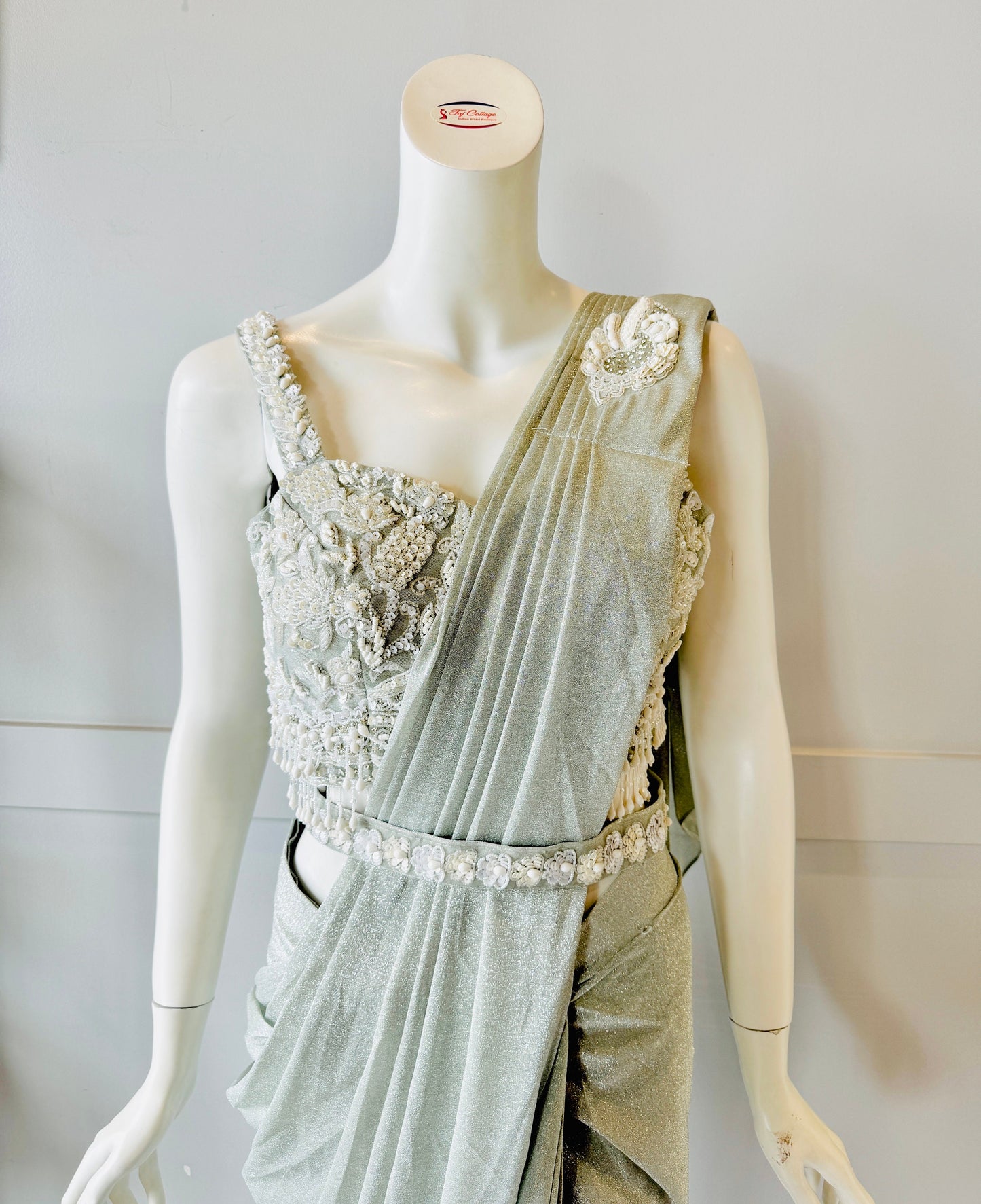 Mint Green Color Ready-Made Saree