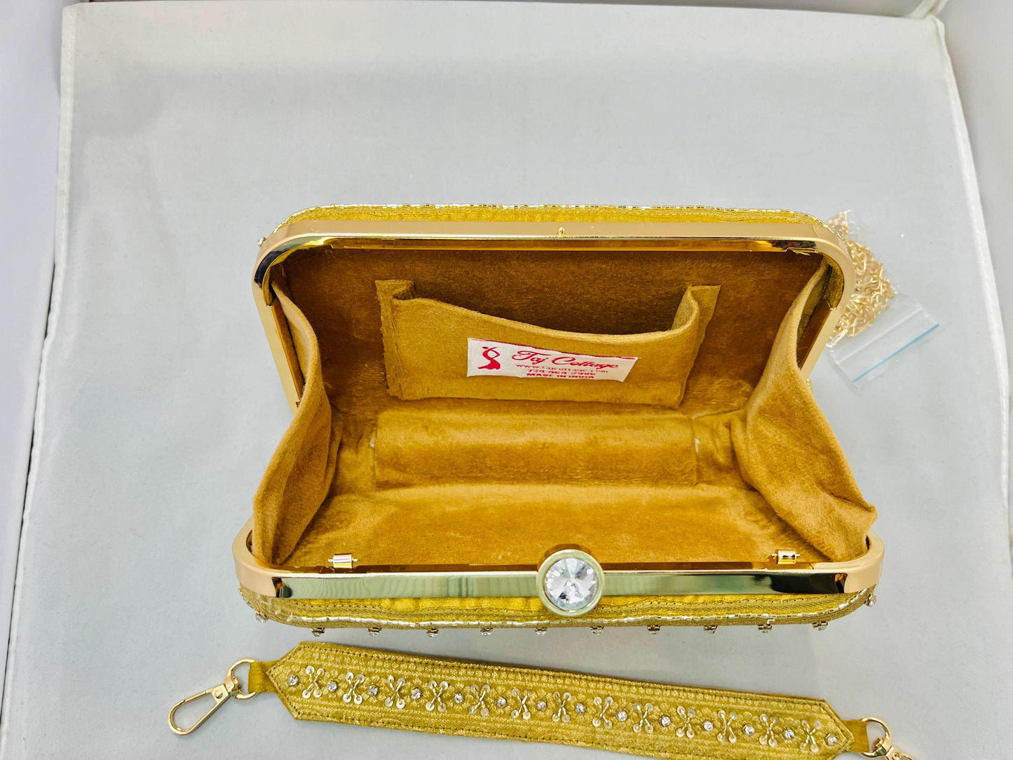 Gold Color Silk Clutch