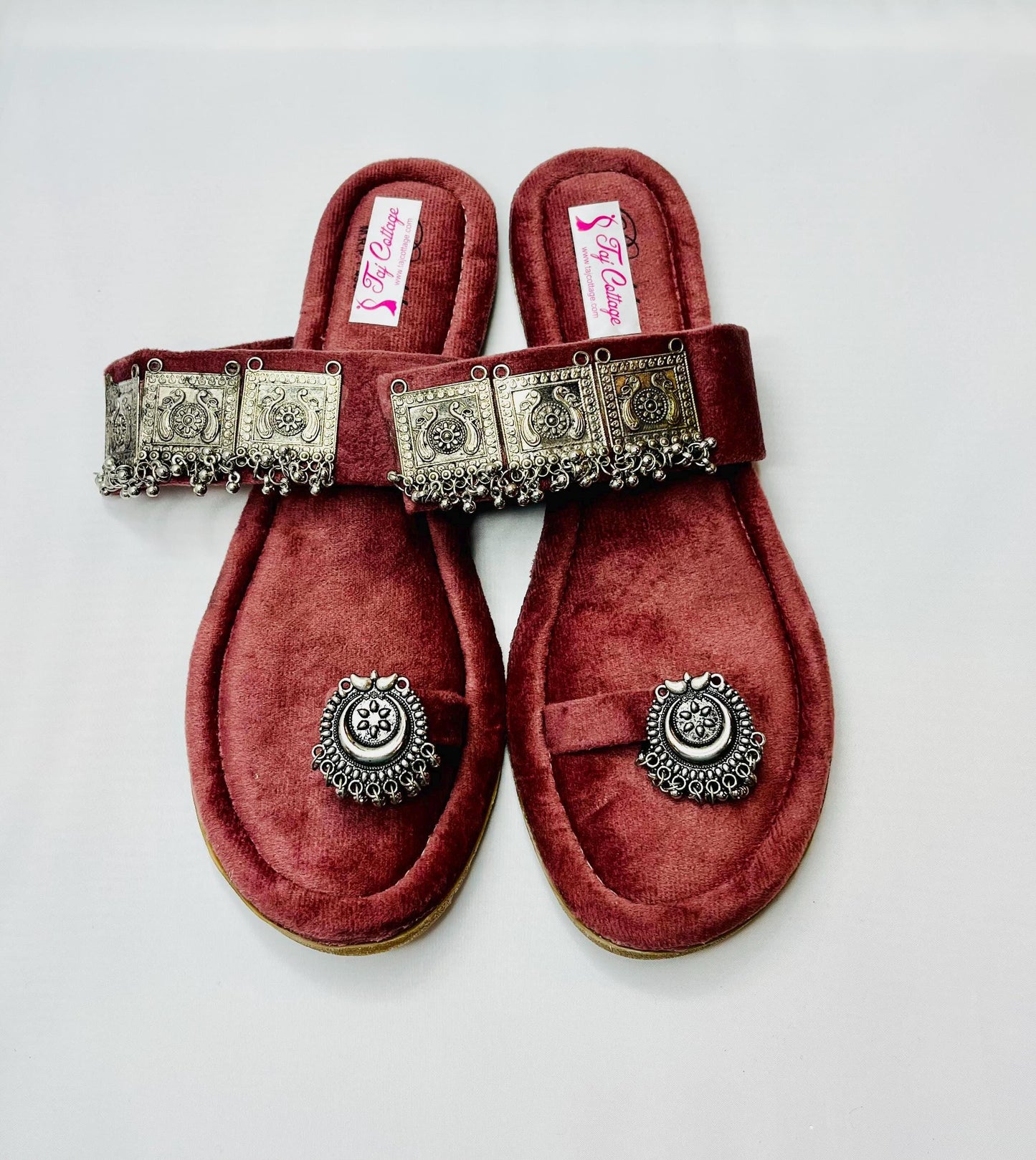 Maroon Velvet Color Sandals