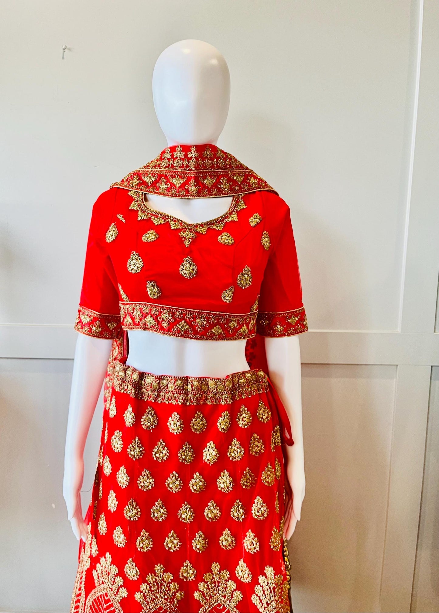 Embroidered Red Lehanga