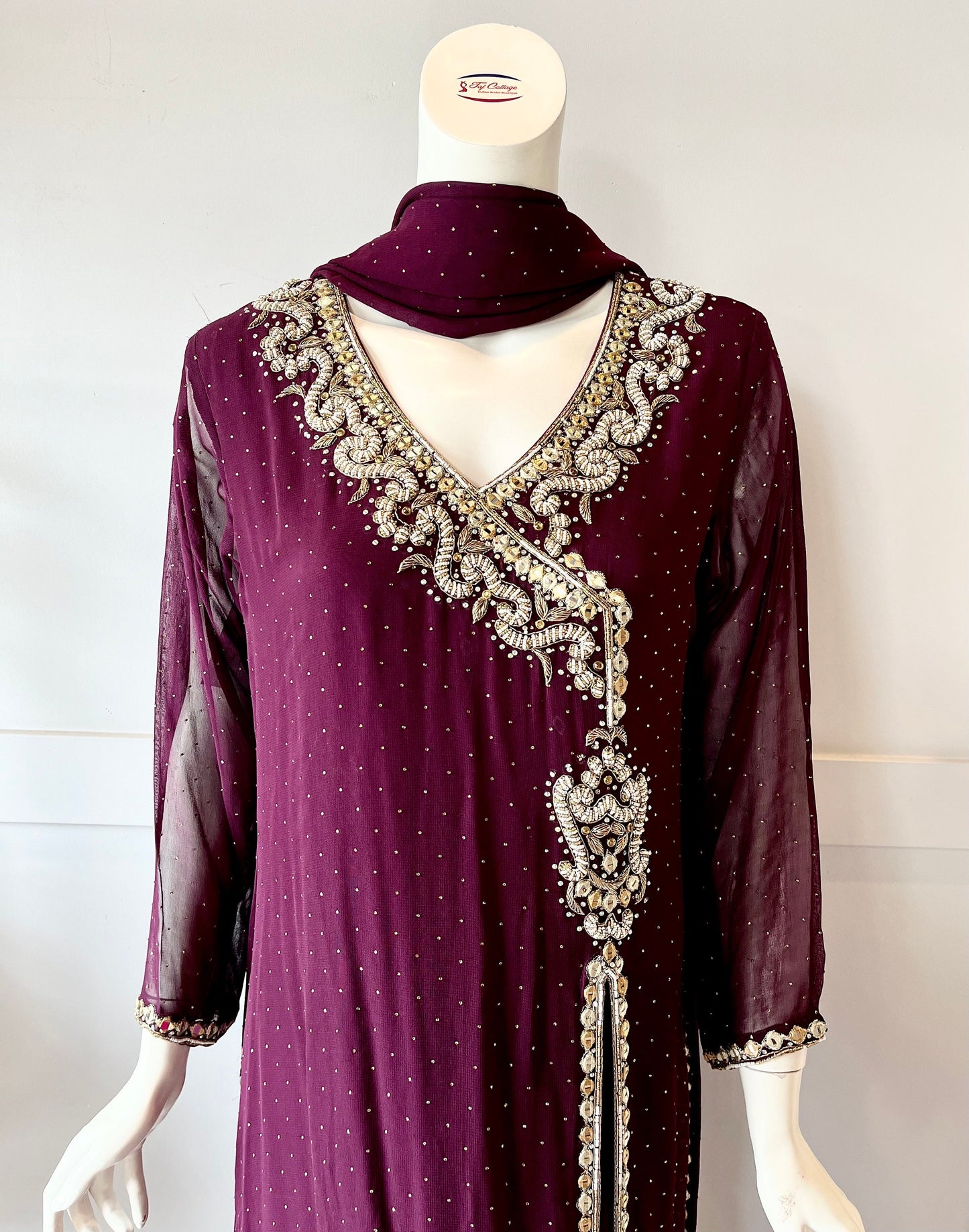 Wine georgette gown