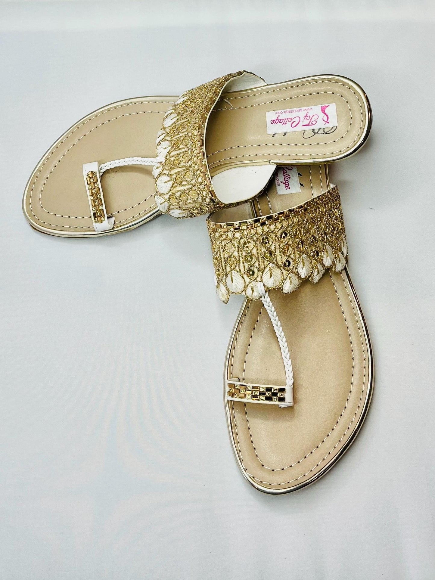 Beige & White Color Sandals