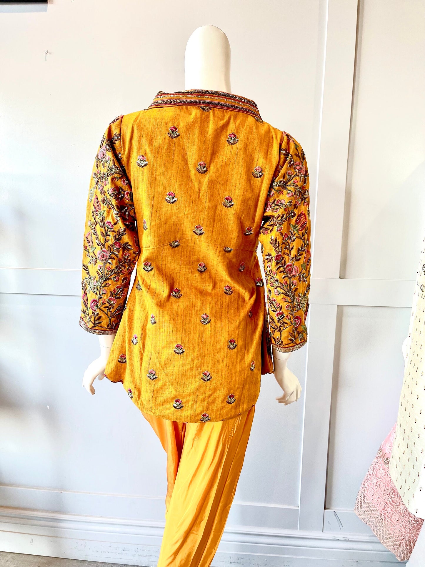 Orange Color Jacket With Tulip Pants