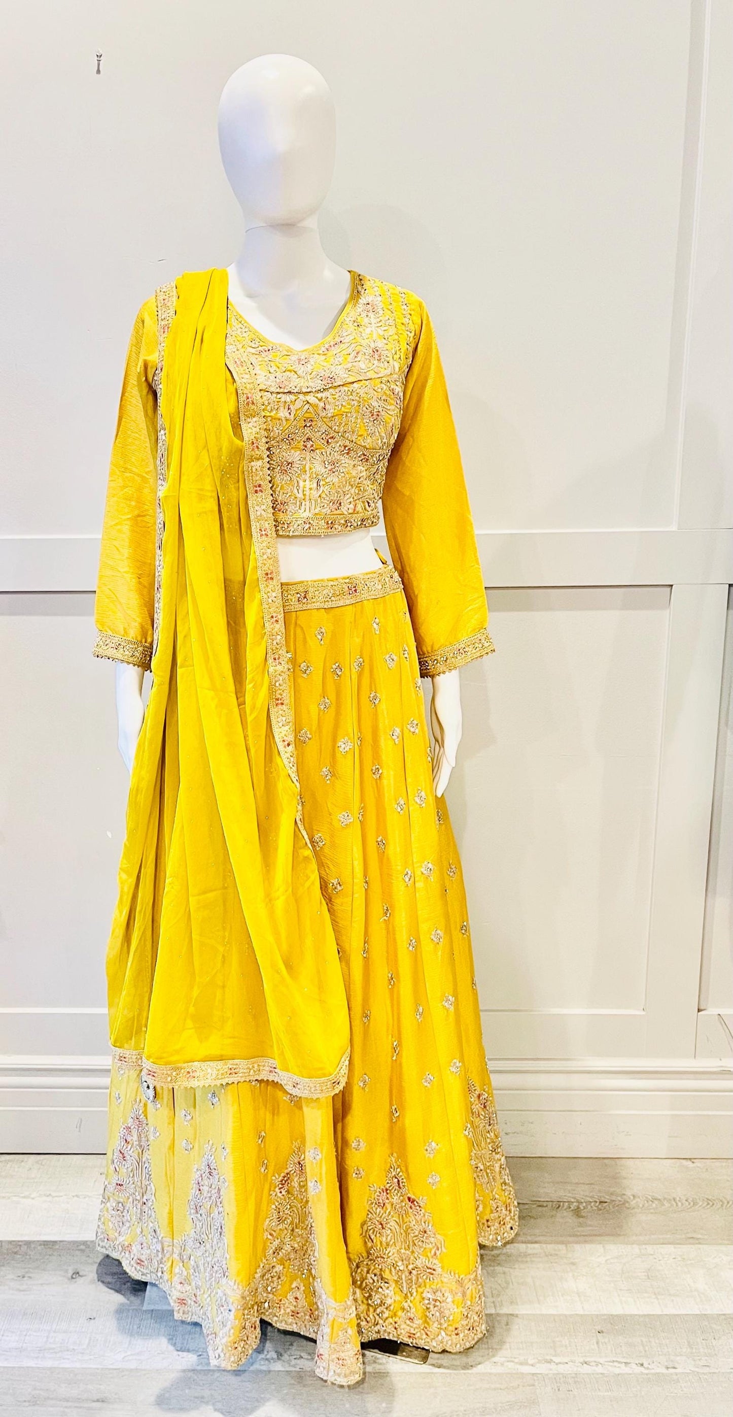 Embroidered Yellow Lehnga