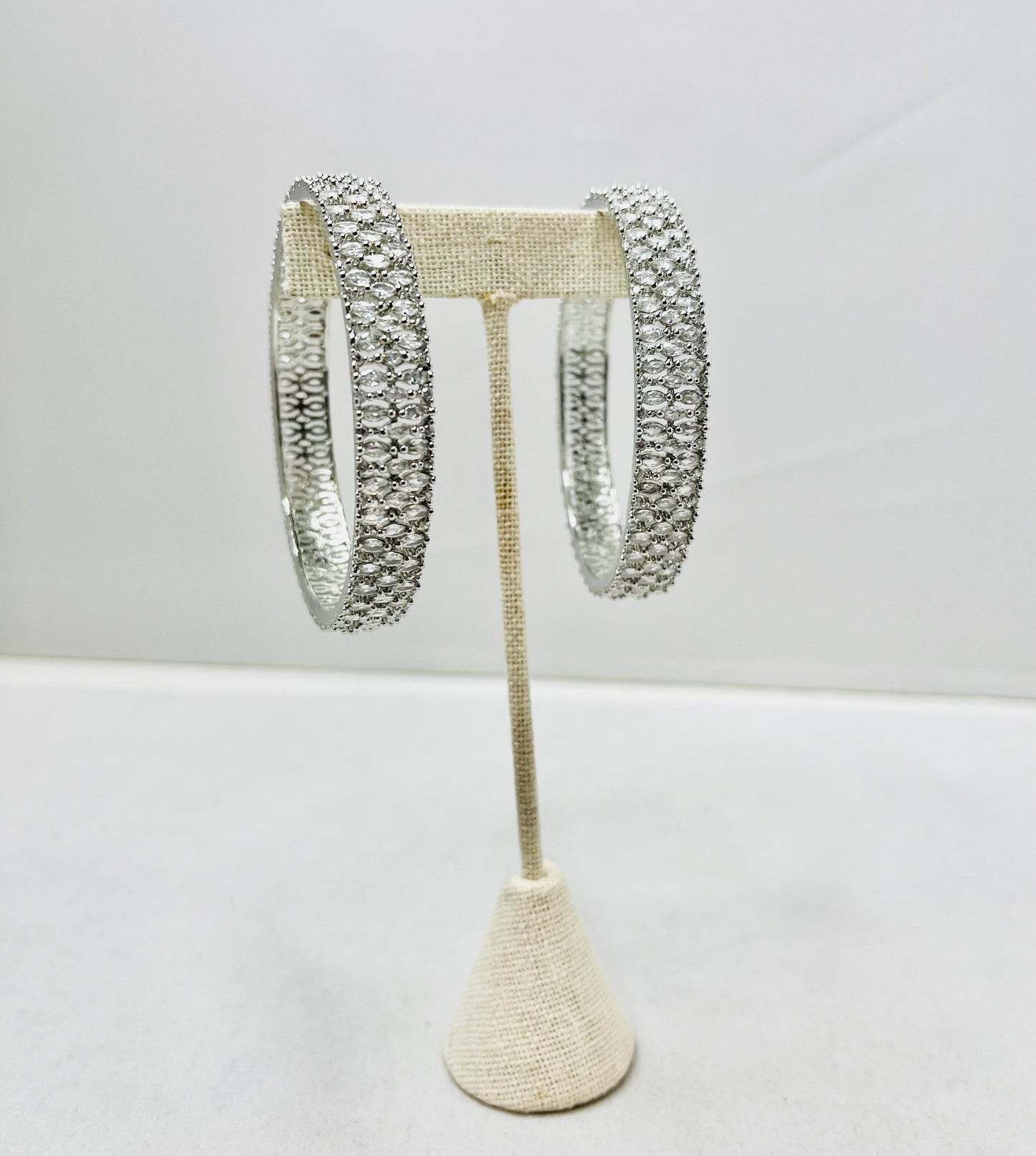 White Stone Silver Bangle