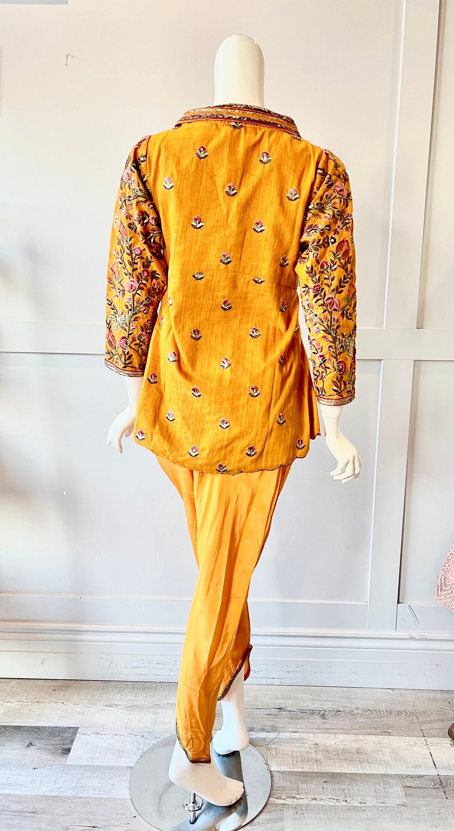 Orange Color Jacket With Tulip Pants