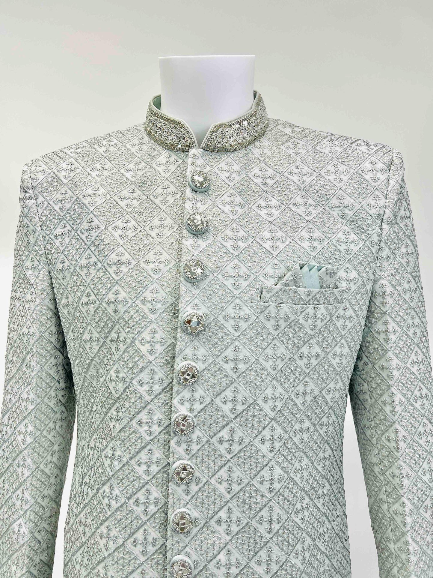 Embroidered Sherwani with Pearl Set