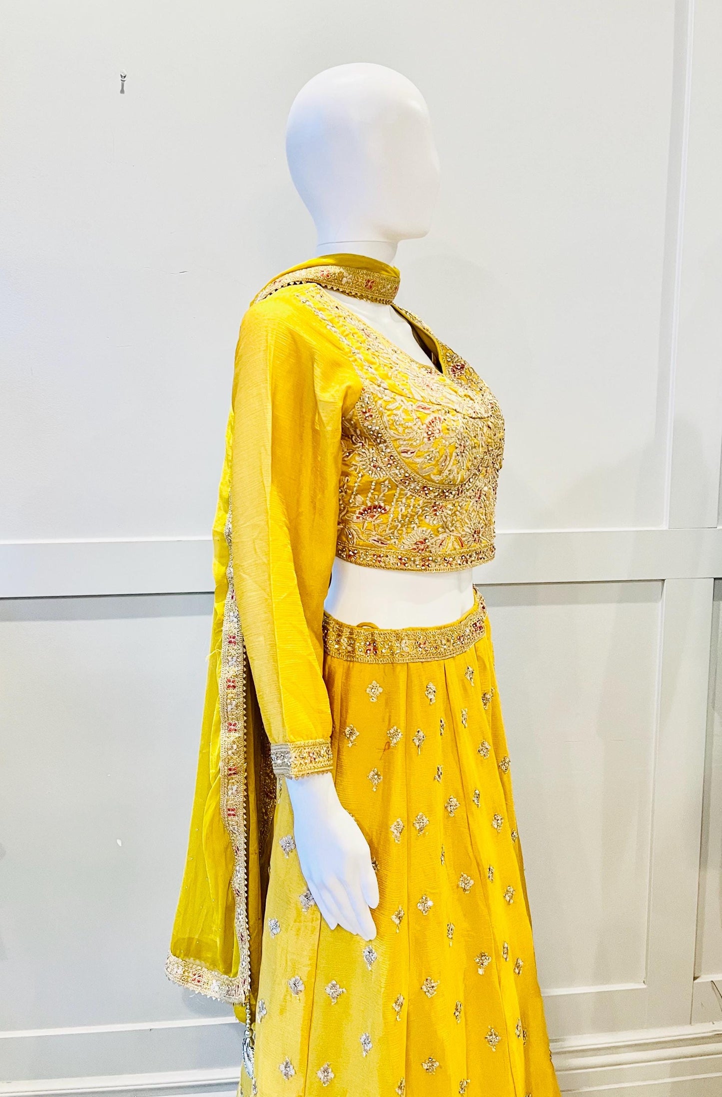 Embroidered Yellow Lehnga