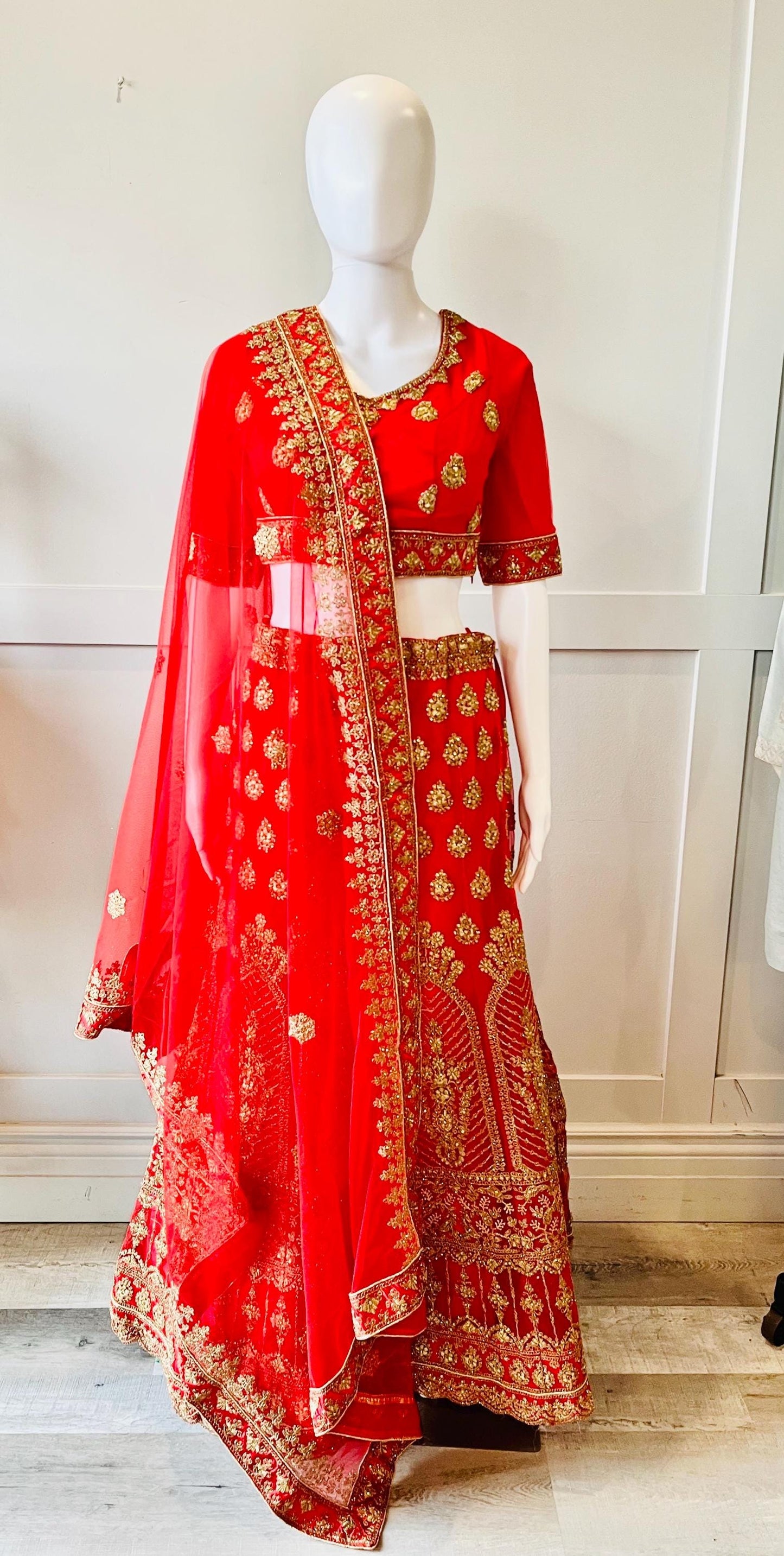 Embroidered Red Lehanga