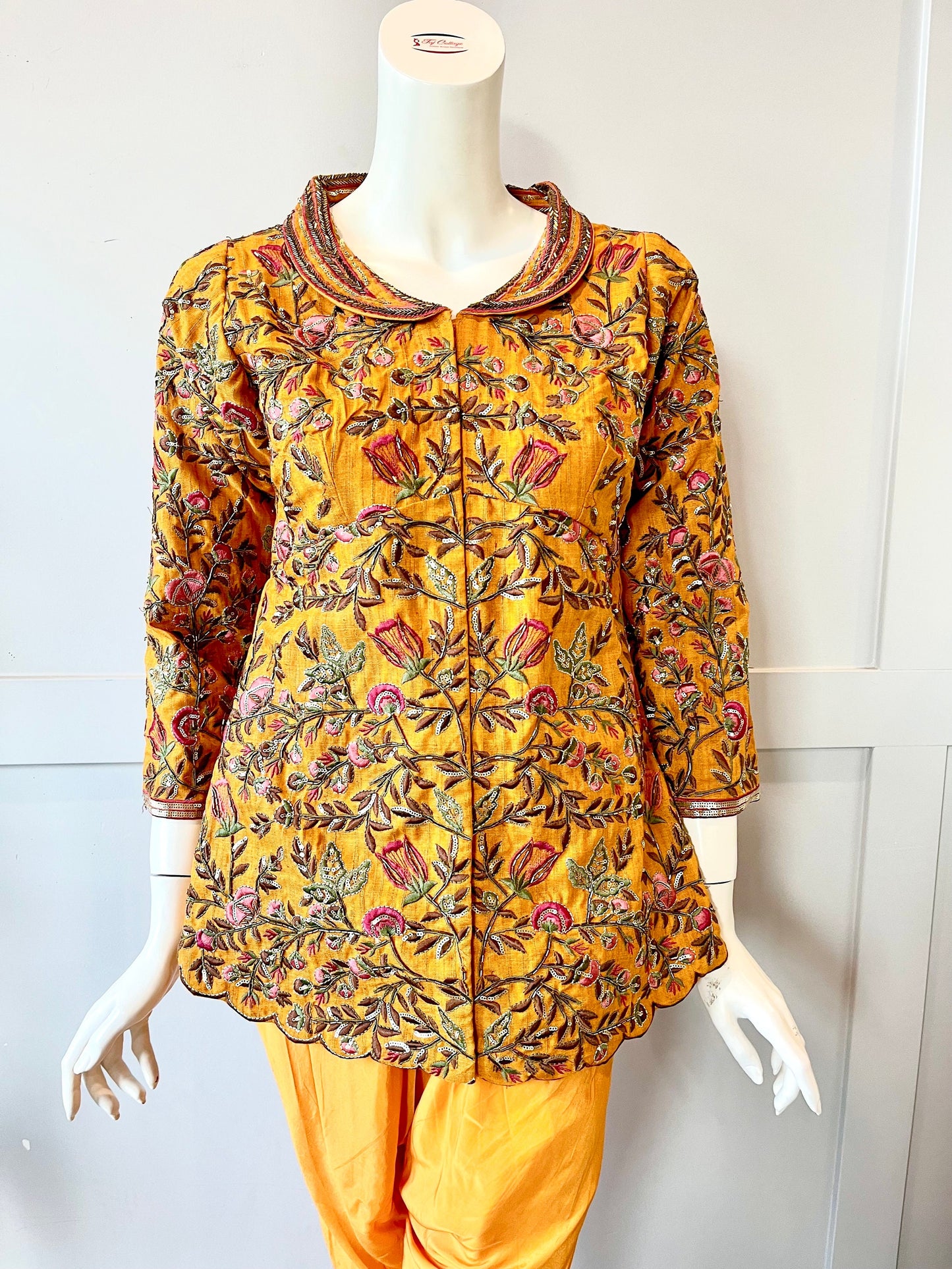 Orange Color Jacket With Tulip Pants