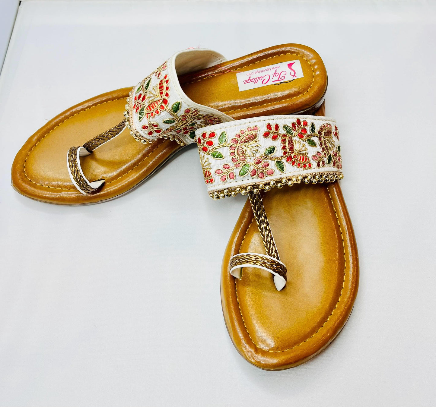 Gold & White Color Sandals