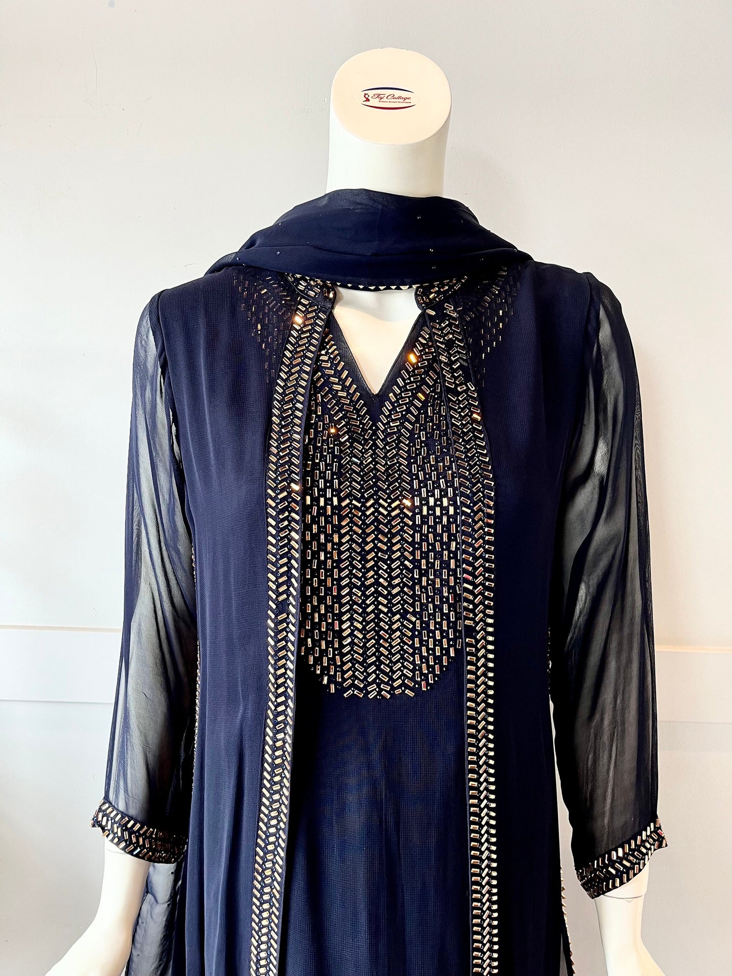 Blue georgette gown