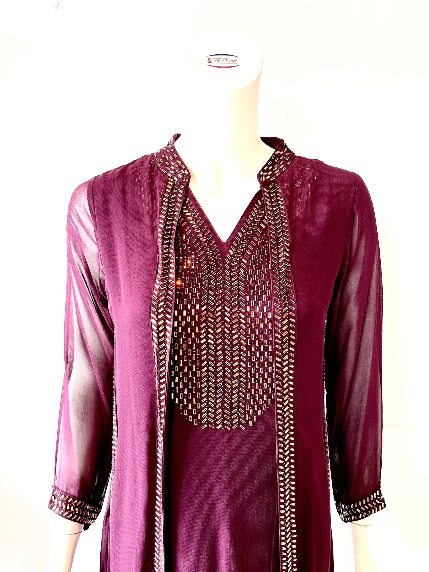 Wine georgette gown
