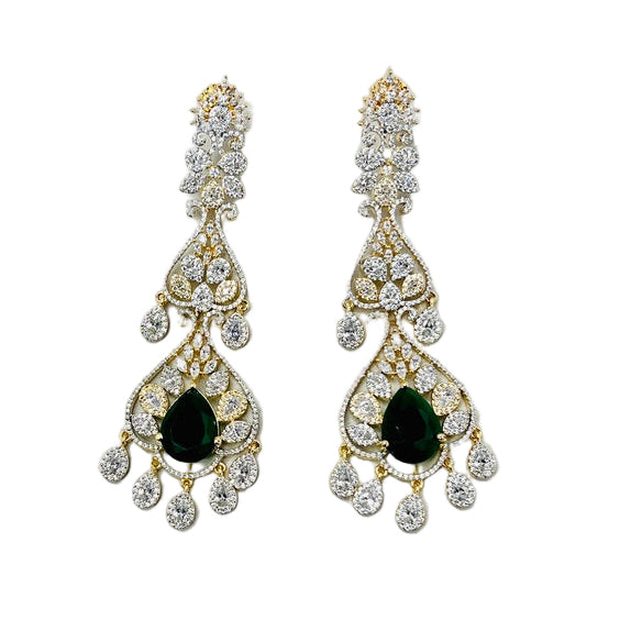 Green Emerald Gold Earrings