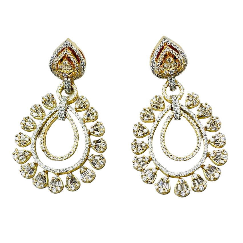 Fancy Rhinestone and Kundan Gold Earrings