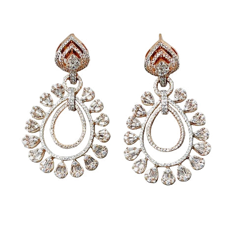 Fancy Rose Gold Rhinestoned Earrings