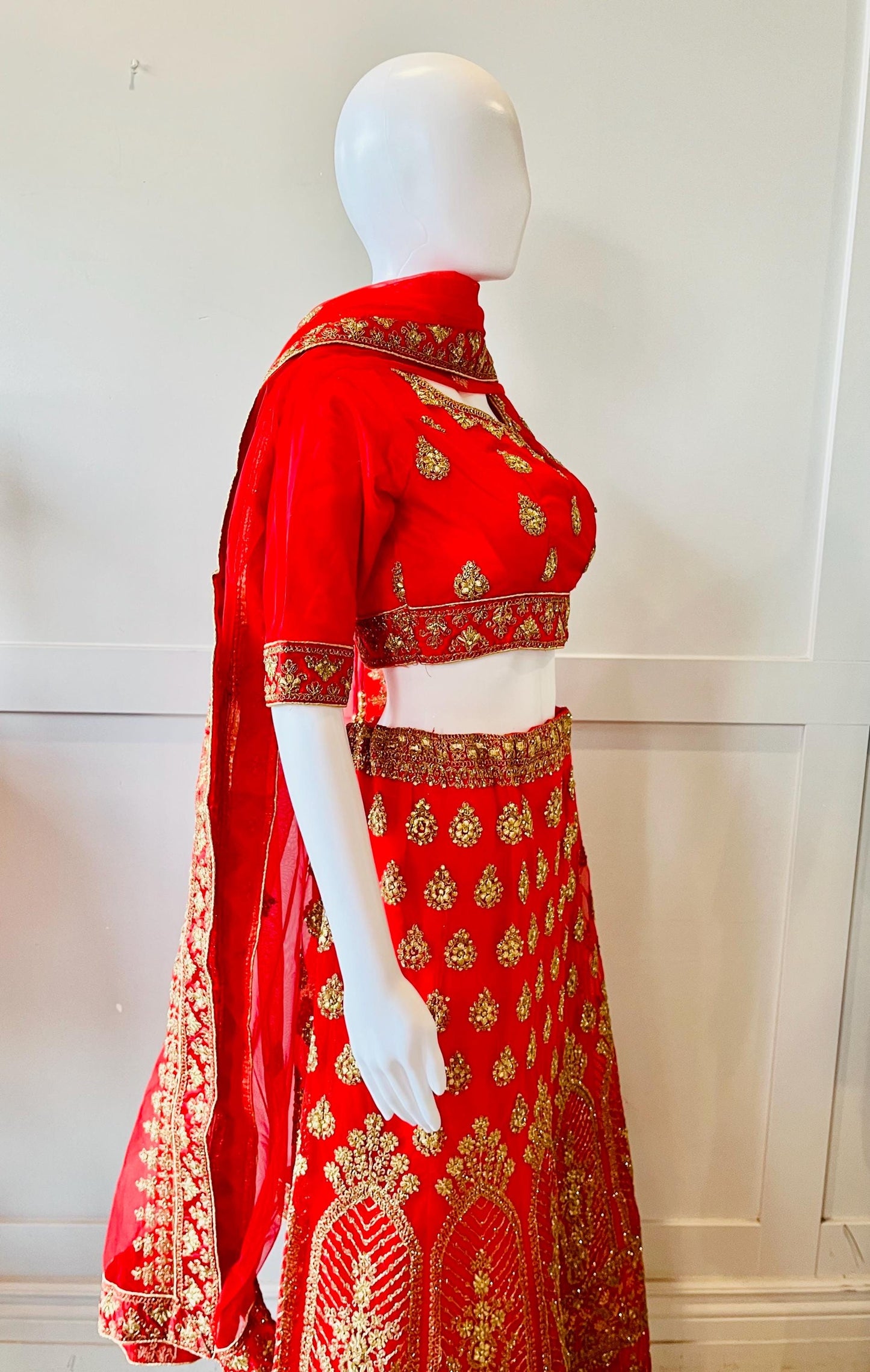 Embroidered Red Lehanga