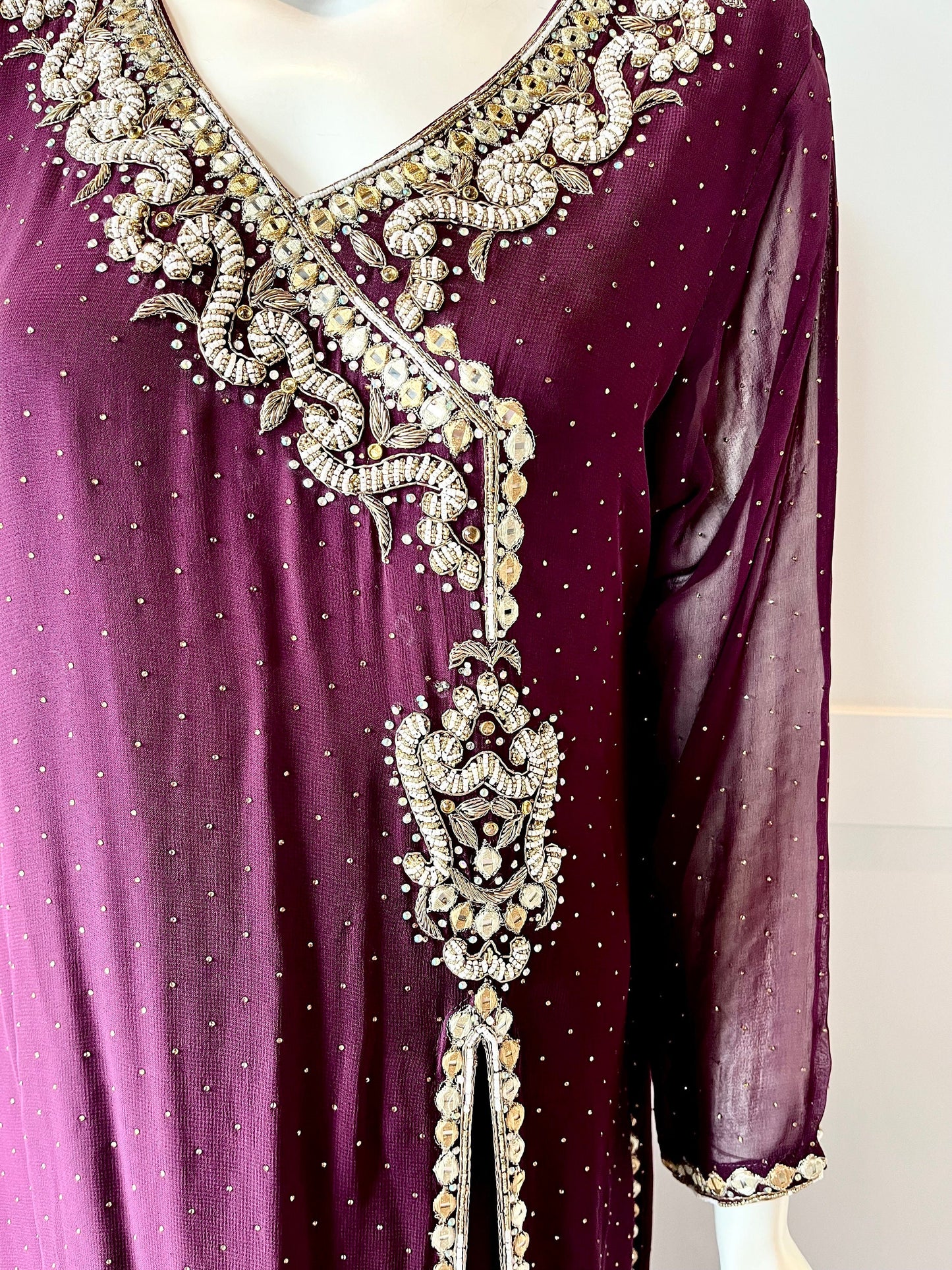 Wine georgette gown