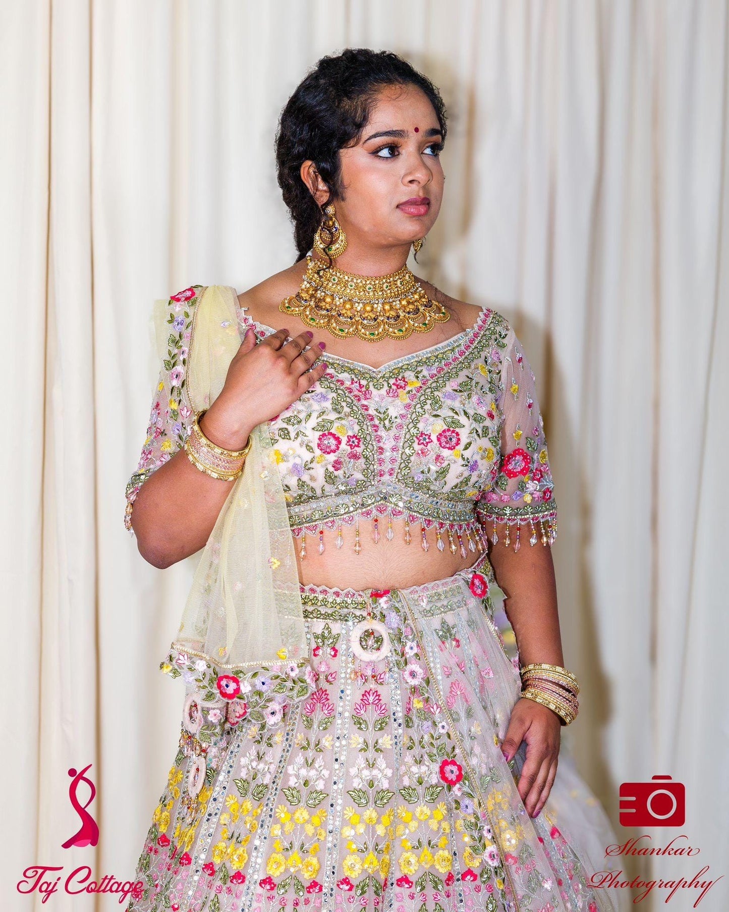 Multicolor Mirror Embriodered Lehnga Set