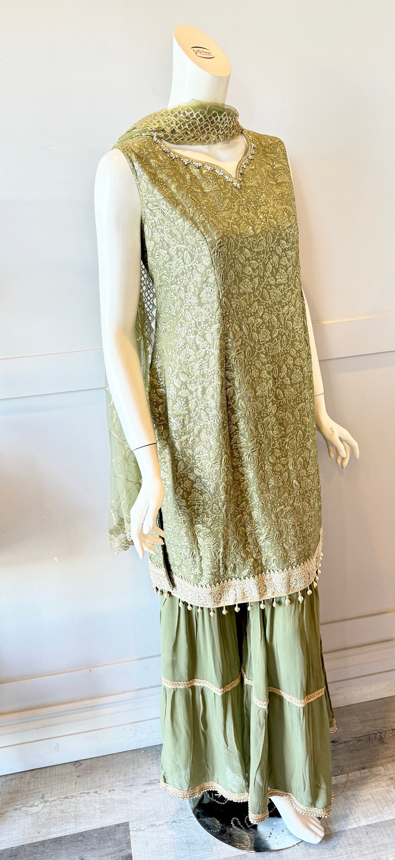 Green Sharara Set
