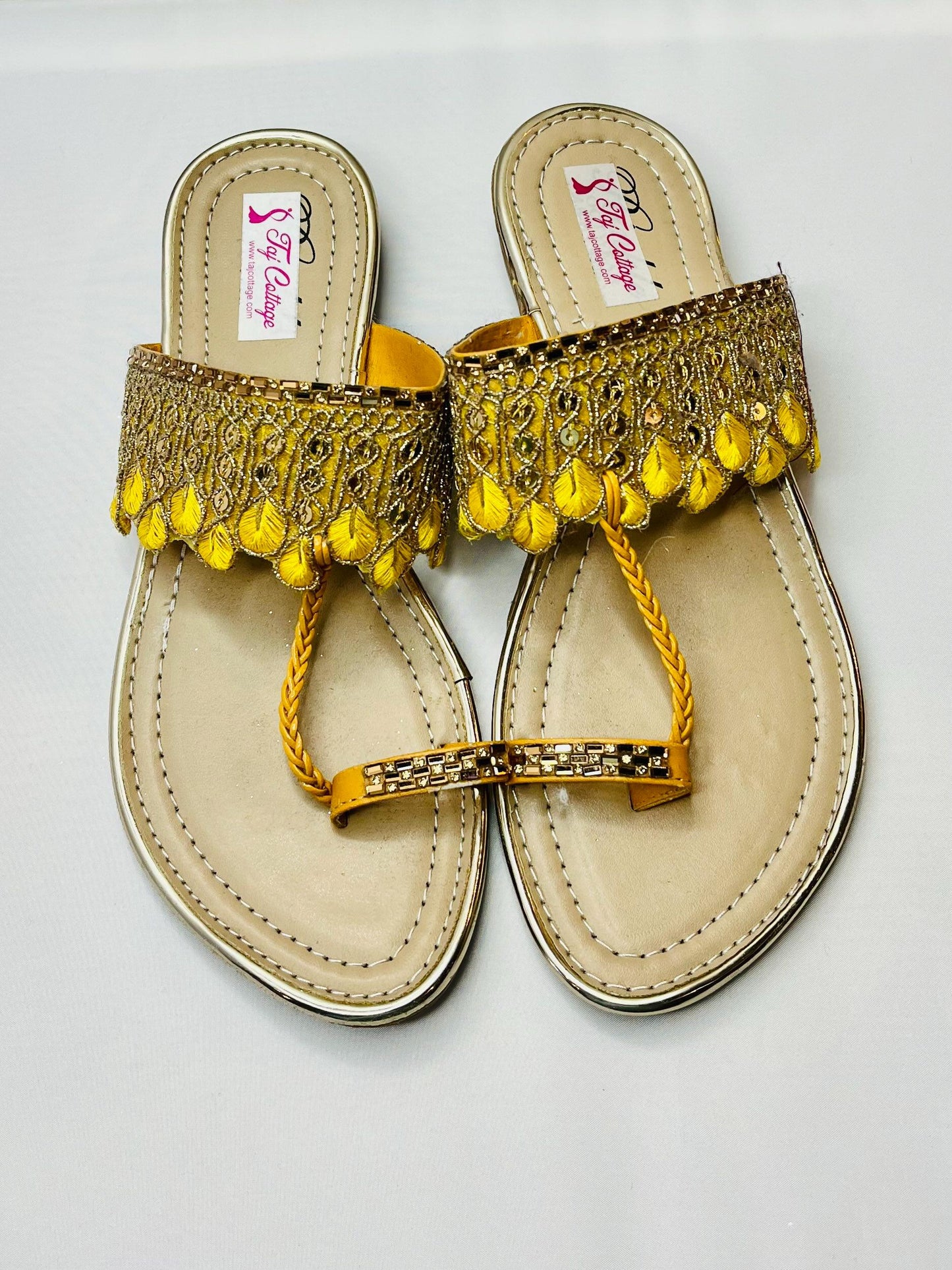 Beige & Yellow Color Sandals
