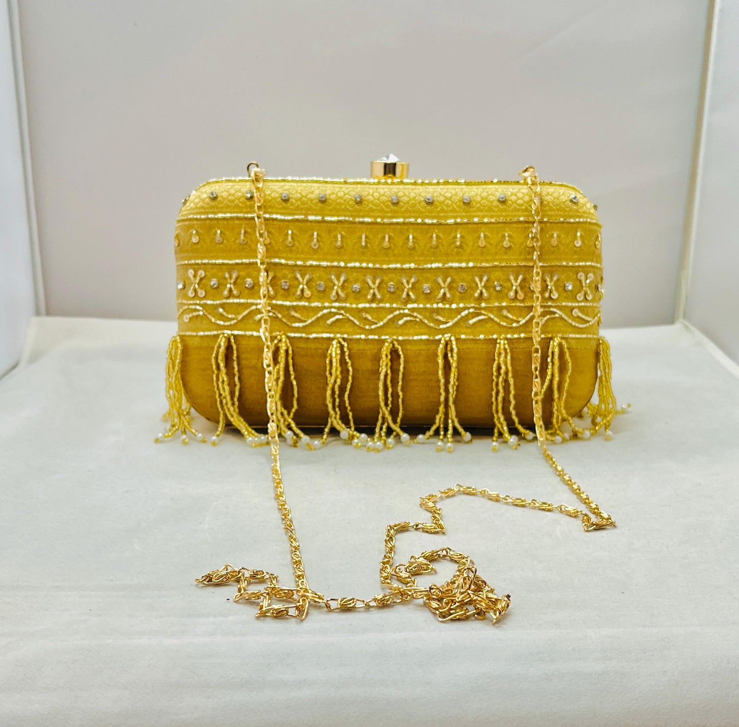 Gold Color Silk Clutch