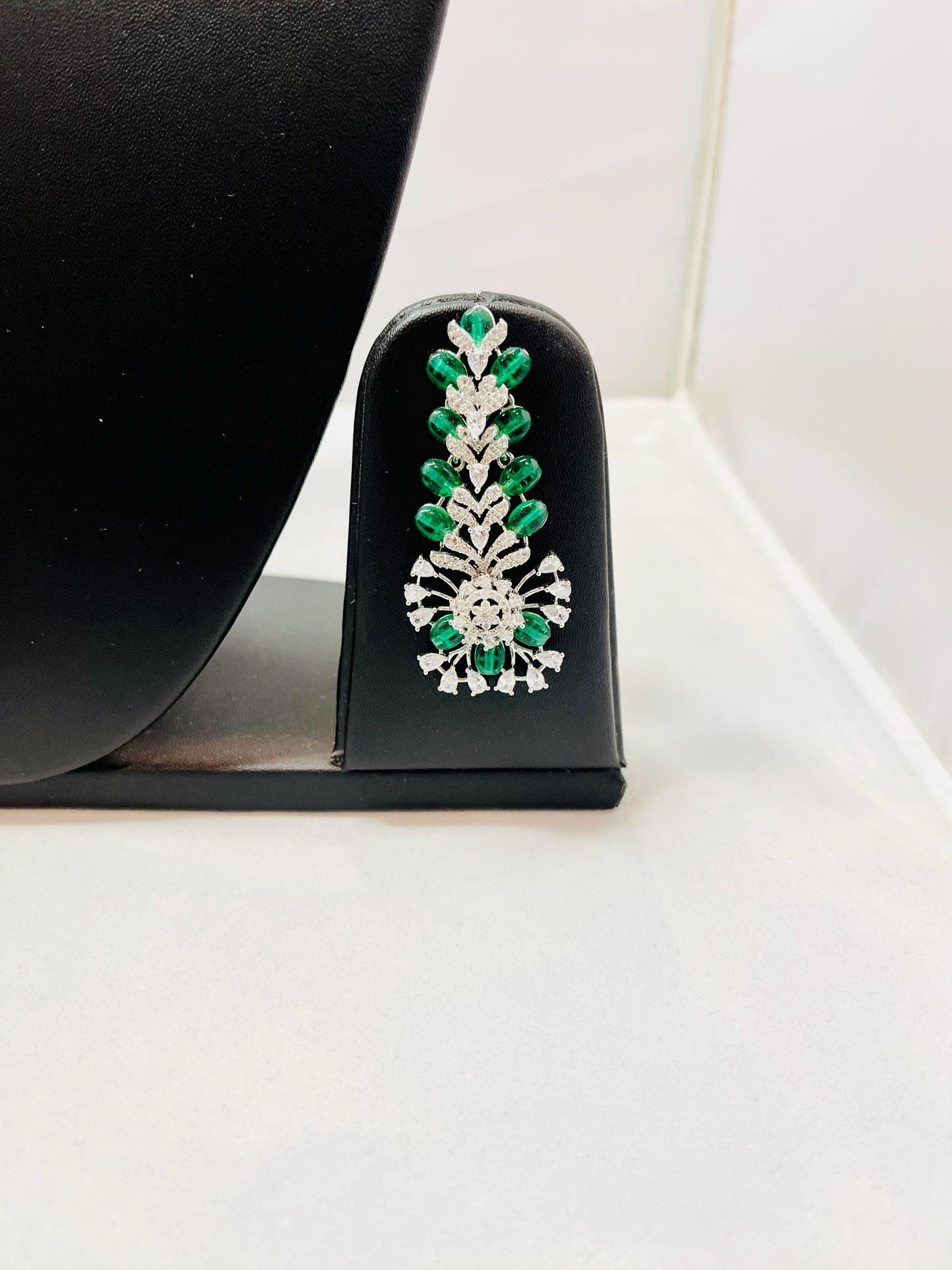 American Diamond Green Color Kundan Set