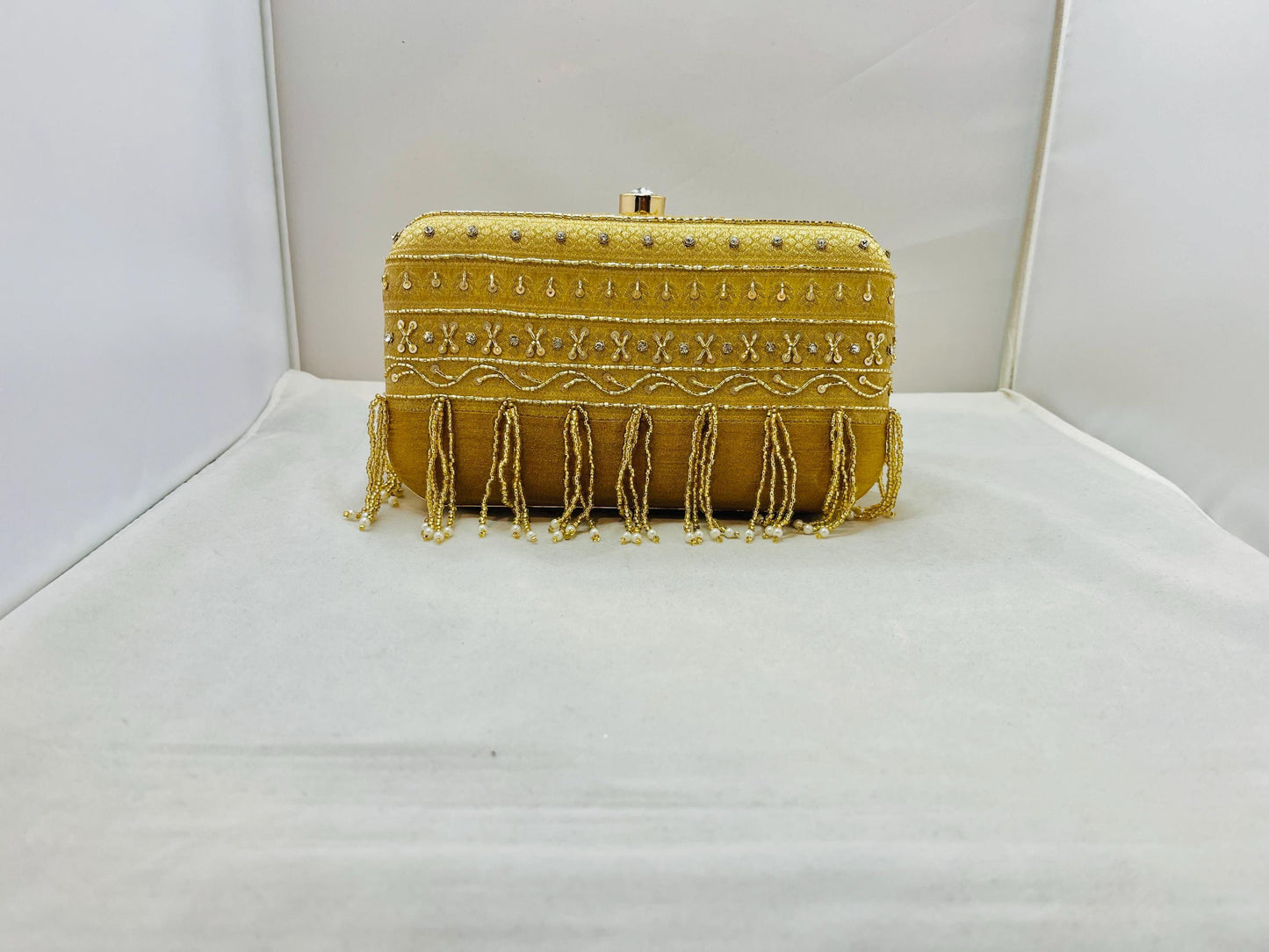 Gold Color Silk Clutch