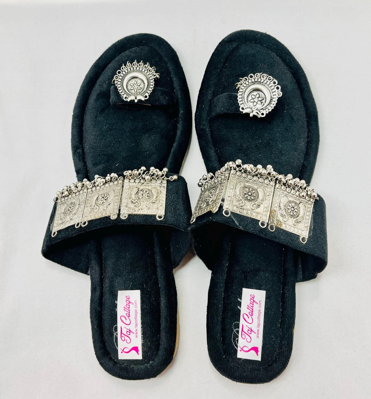 Black Velvet Color Sandals