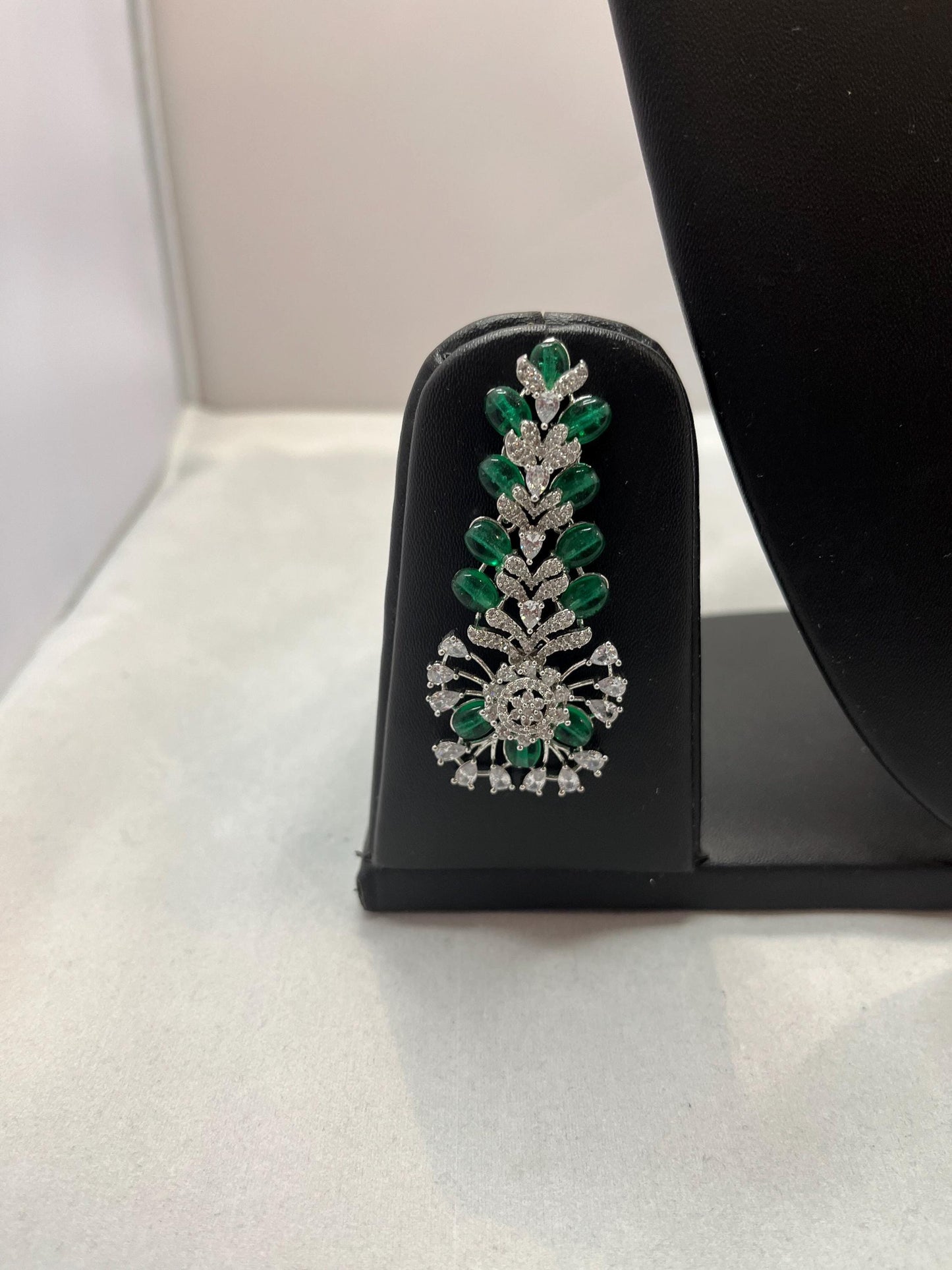 American Diamond Green Color Kundan Set