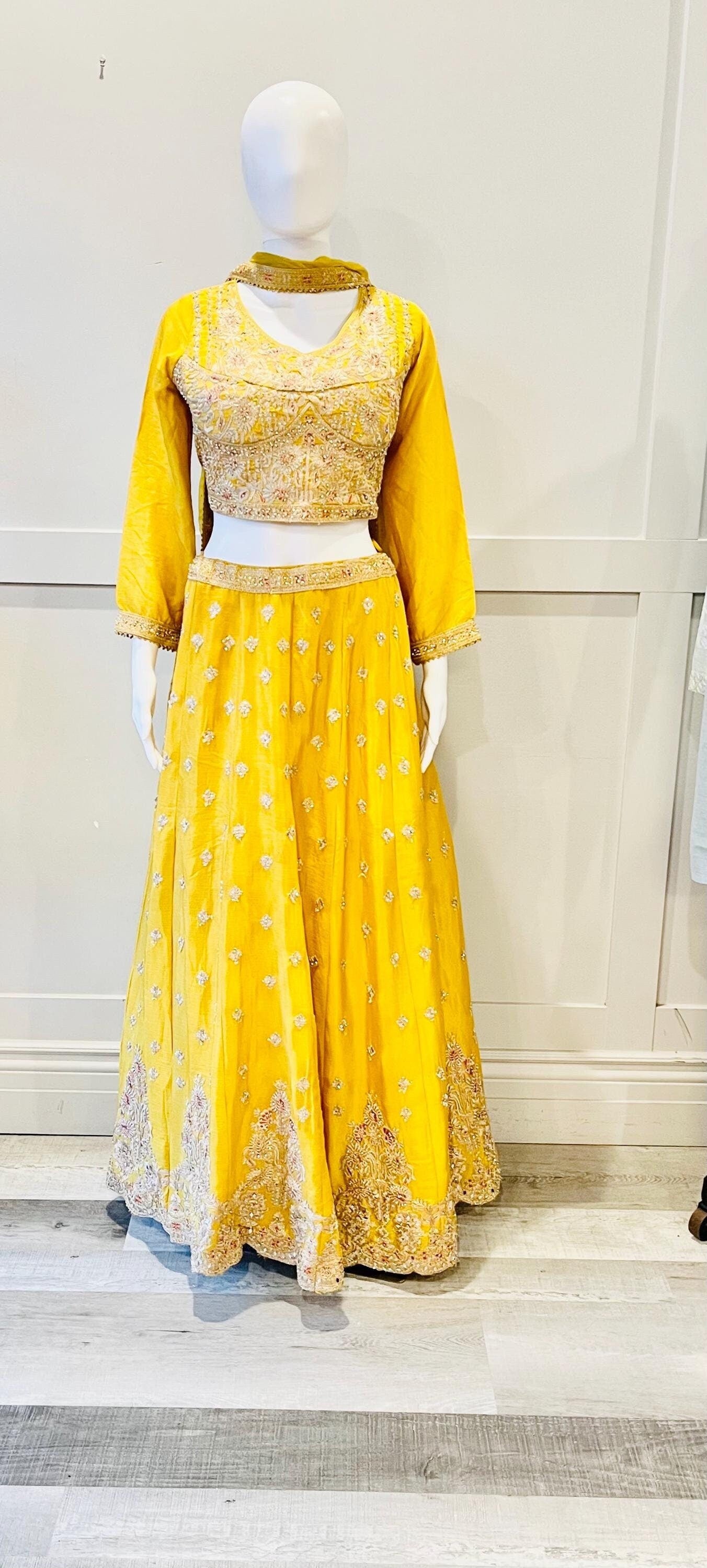 Embroidered Yellow Lehnga