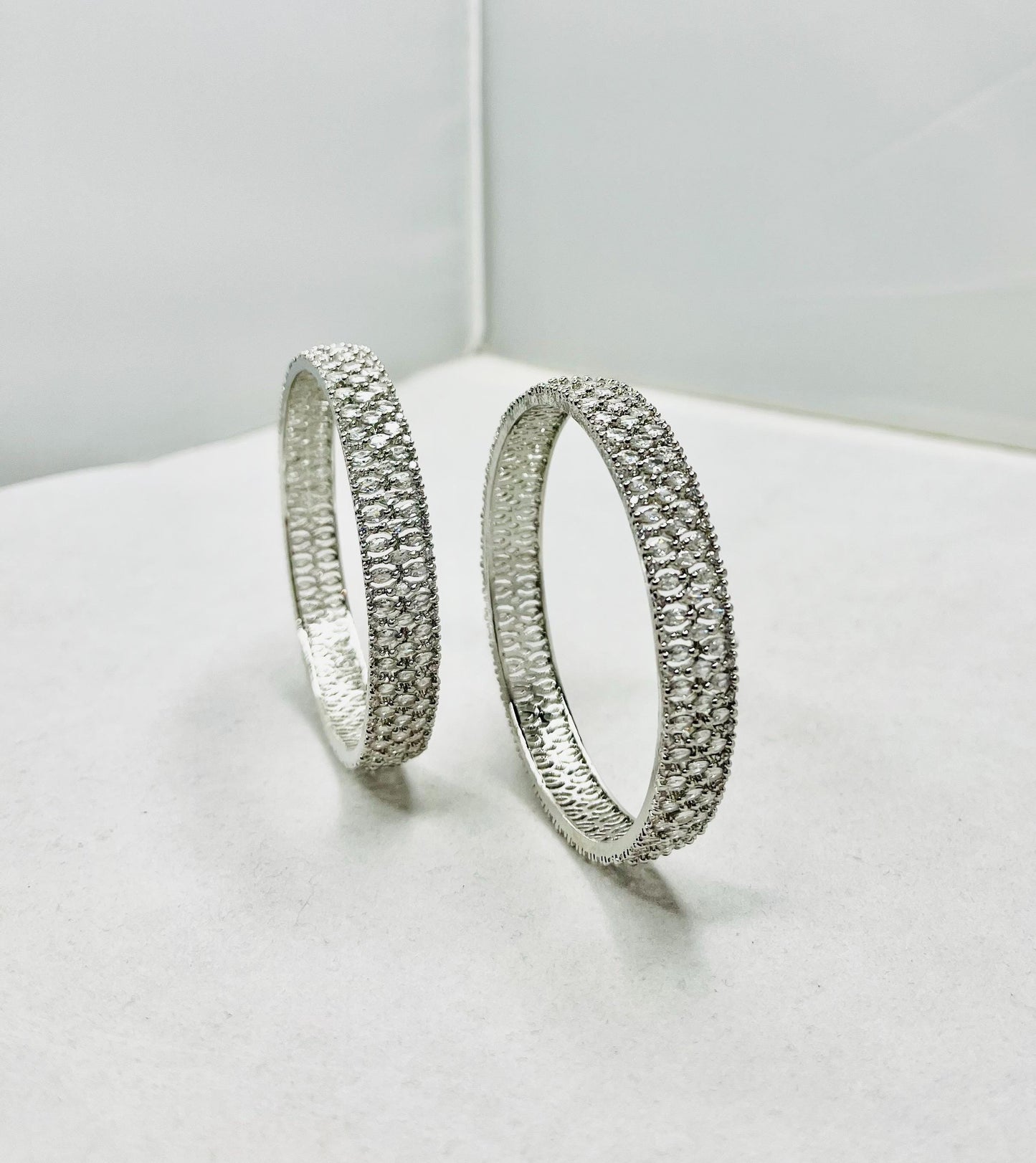 White Stone Silver Bangle