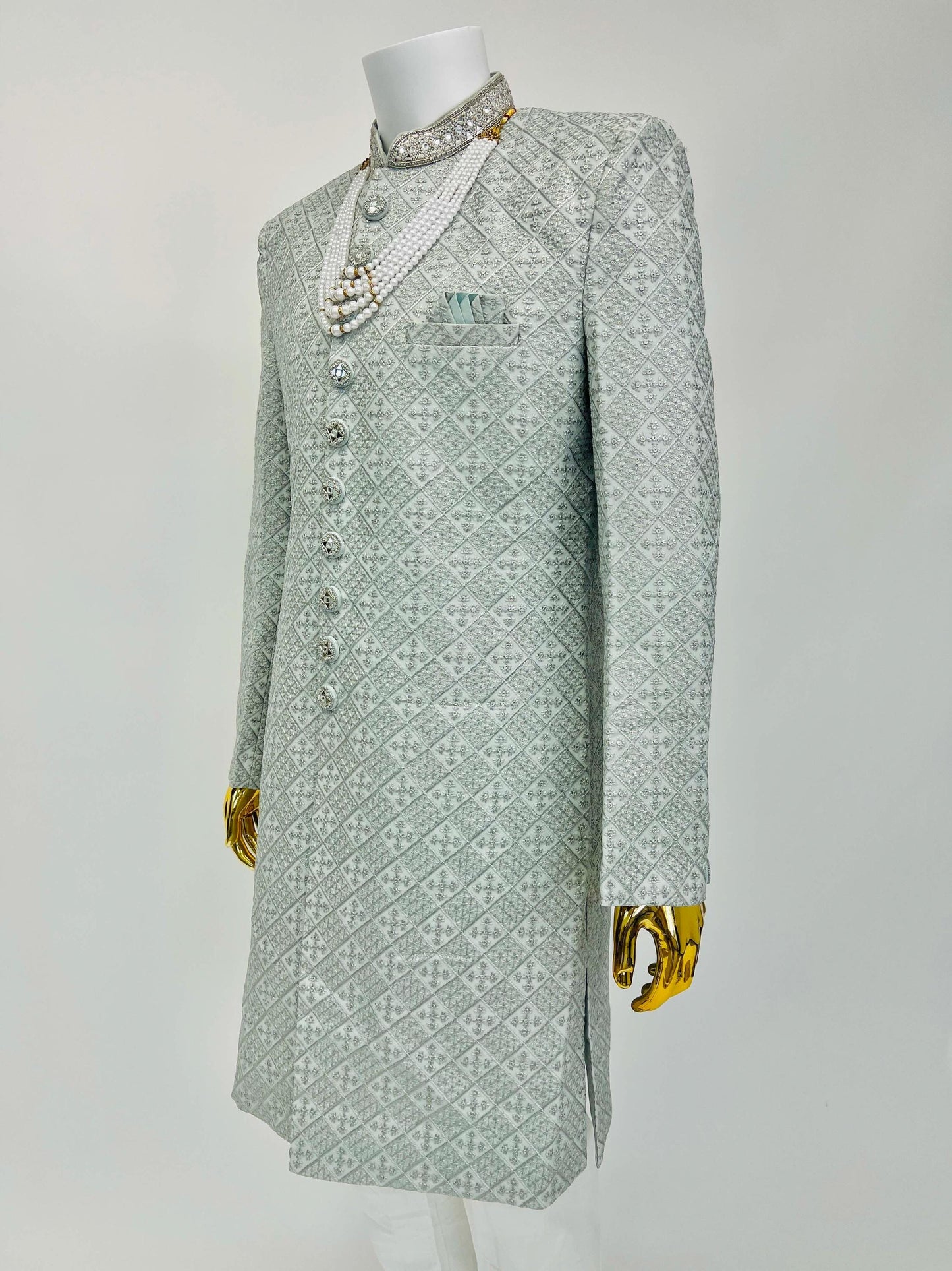 Embroidered Sherwani with Pearl Set