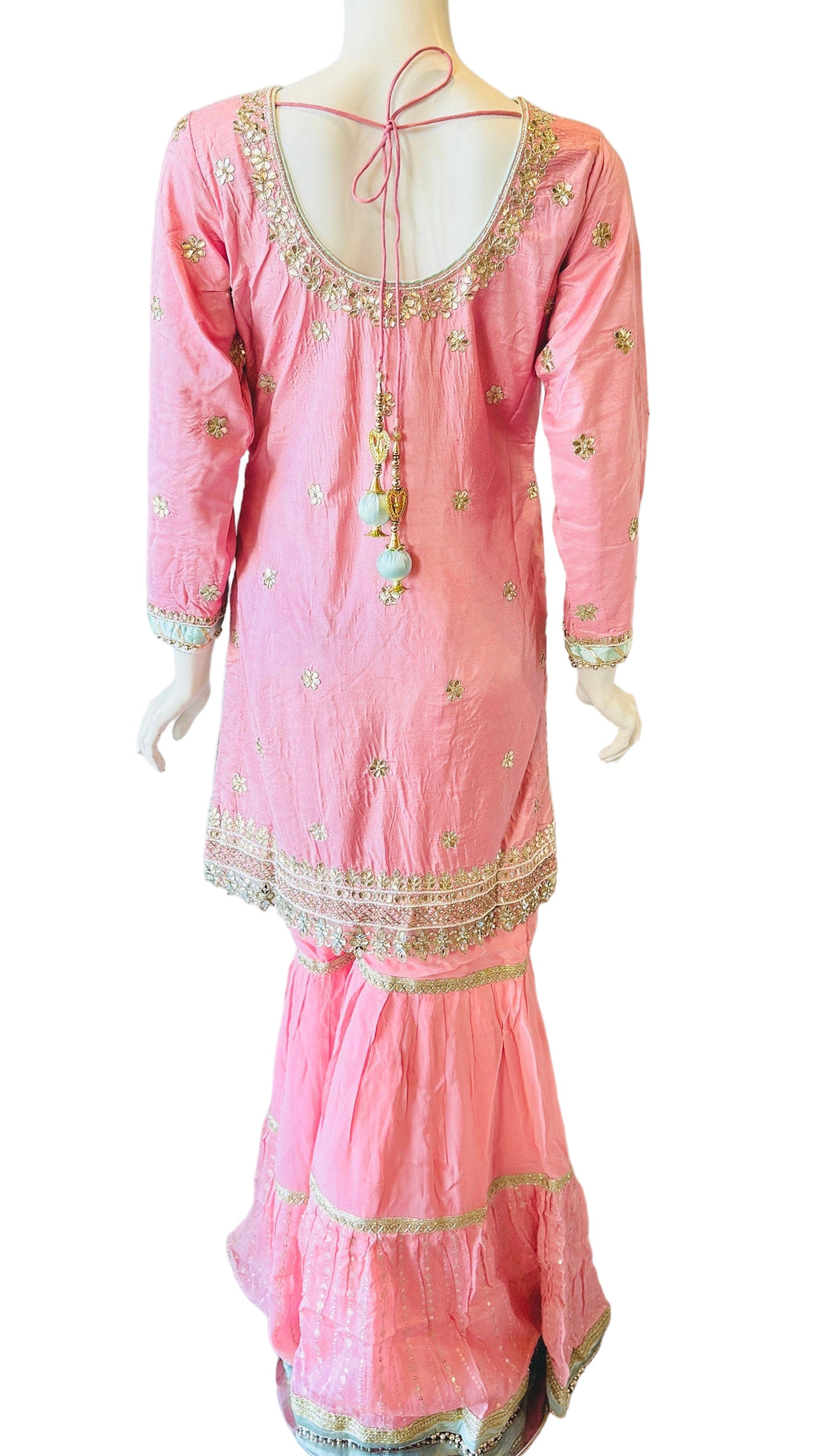 Pink and Mint Sharara Set