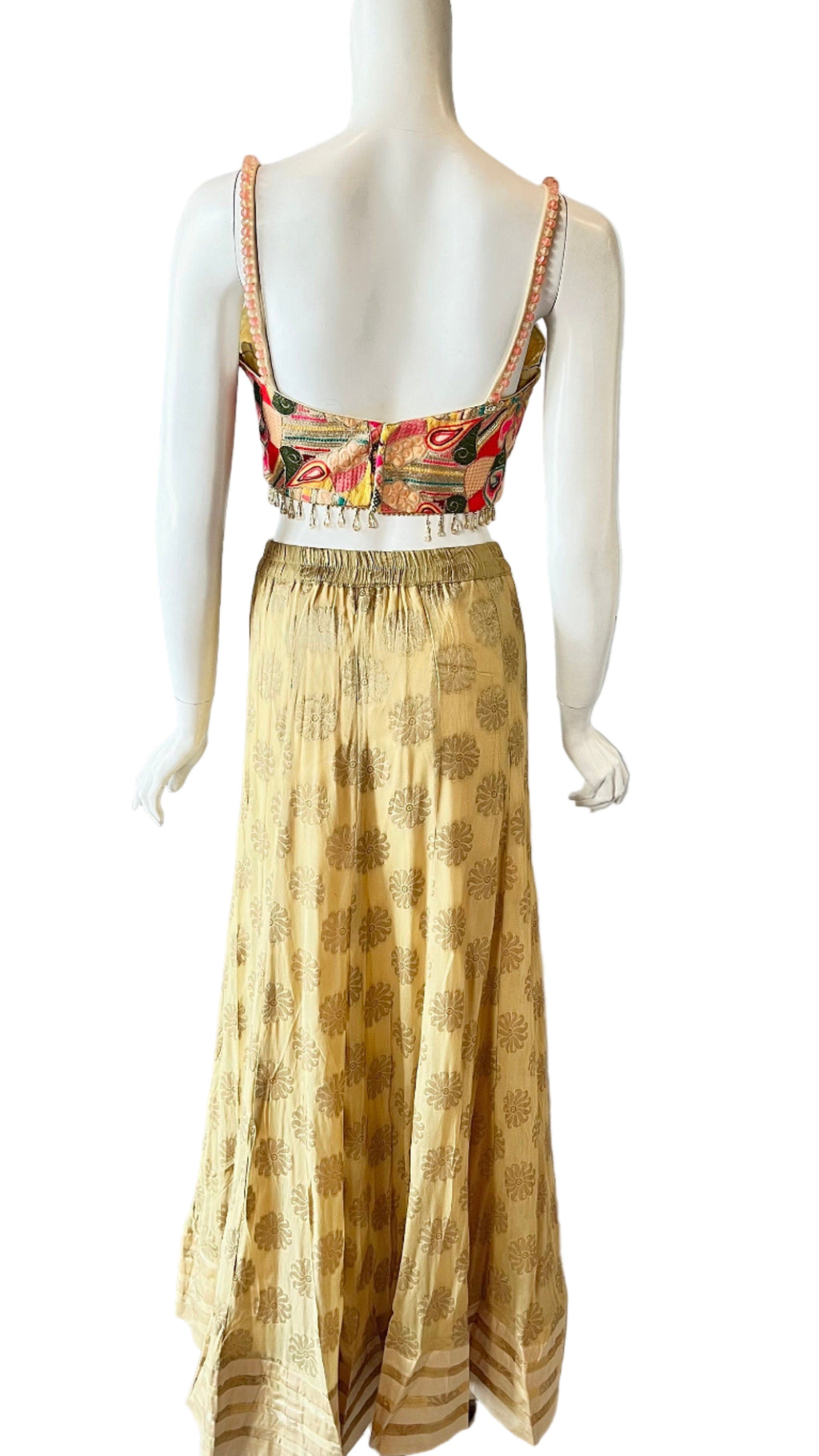 Gold & Pink Lehnga with Beaded Trim