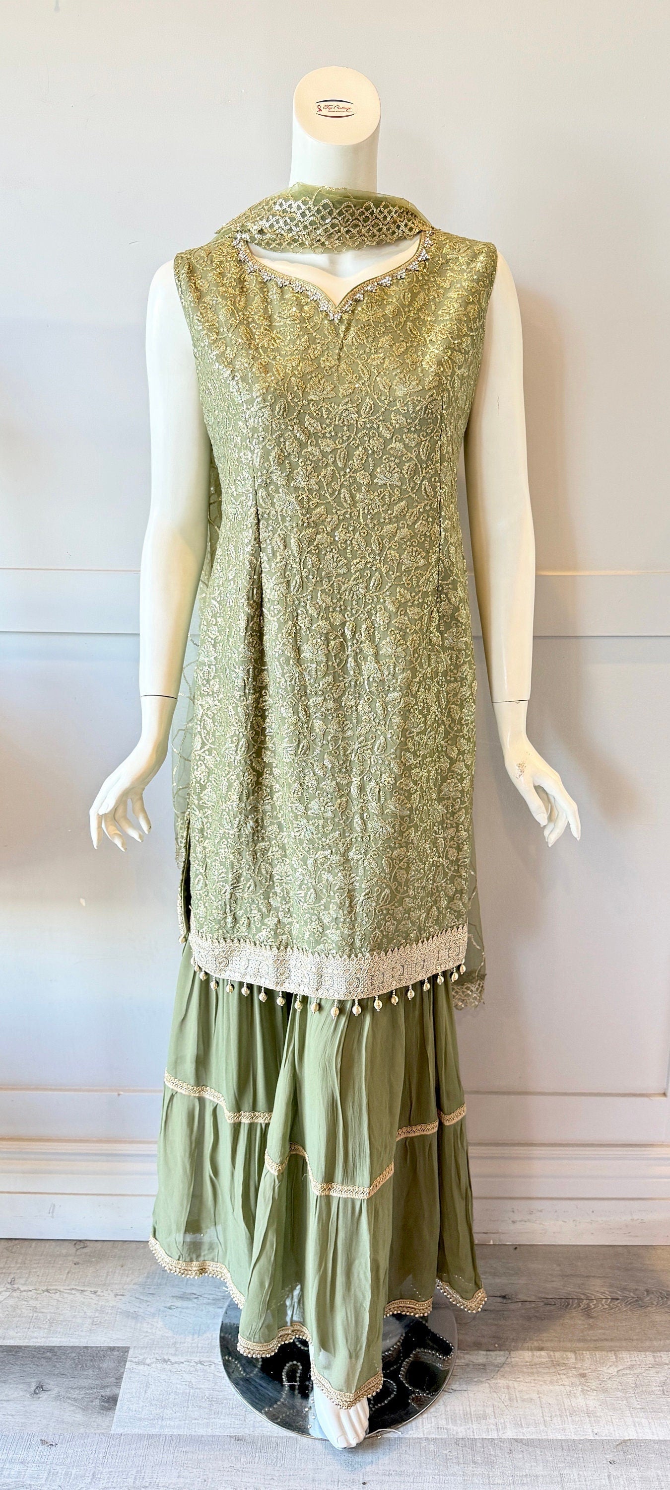 Green Sharara Set