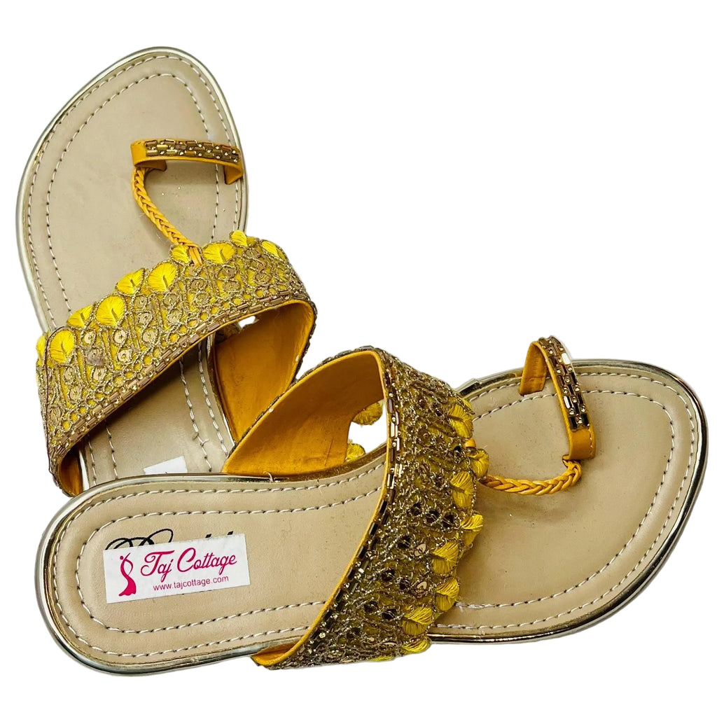 Beige & Yellow Color Sandals