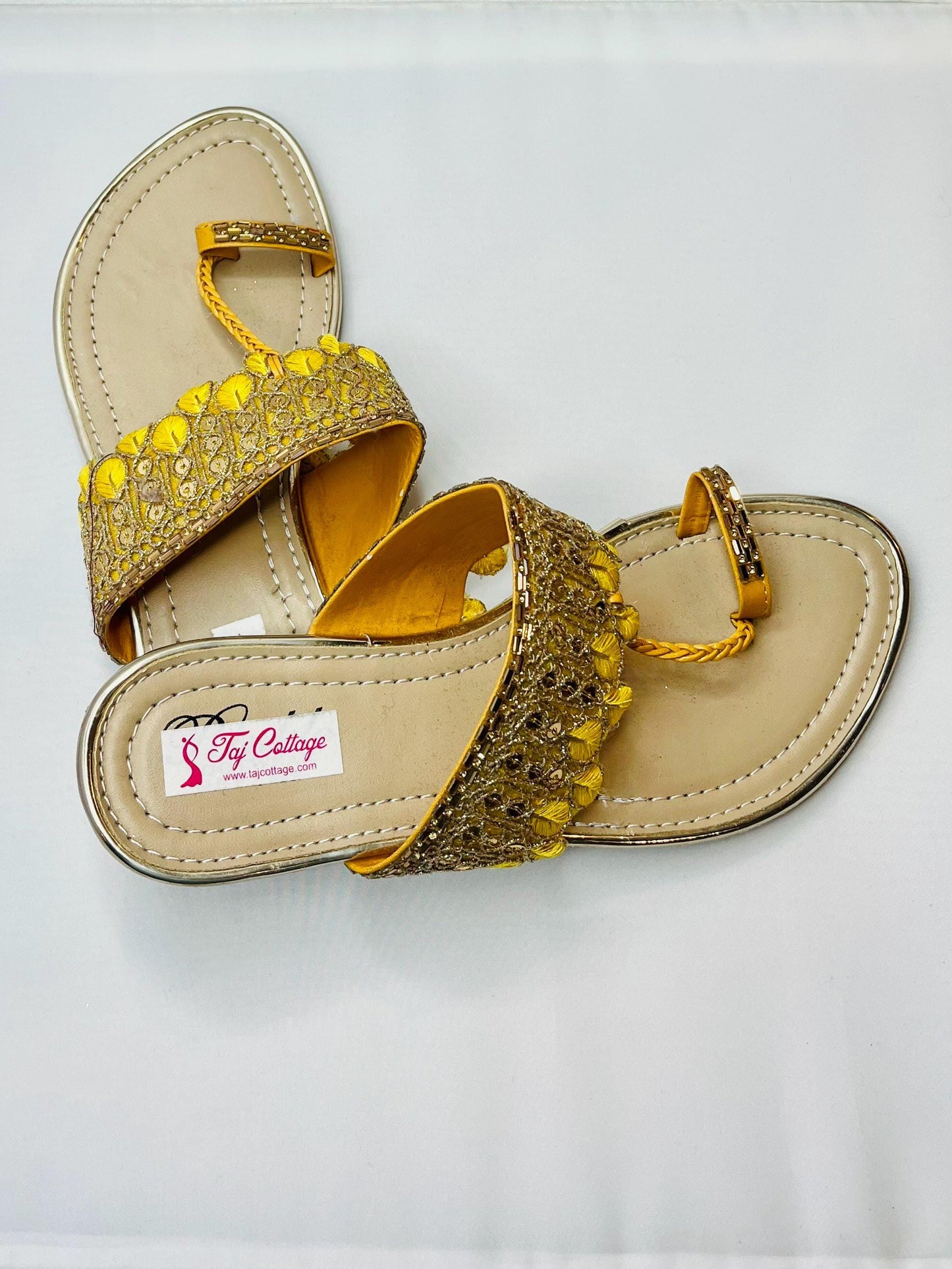 Beige & Yellow Color Sandals