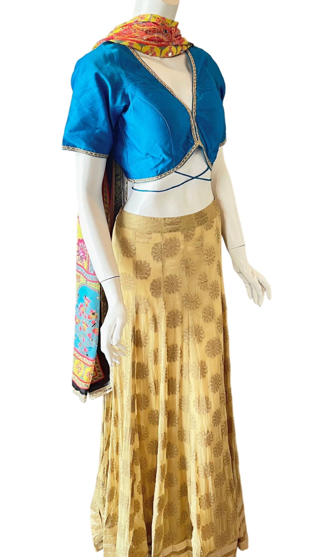 Gold & Sky Blue Lehnga