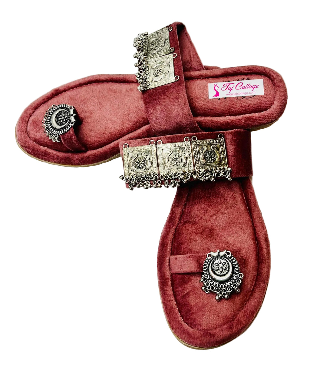 Maroon Velvet Color Sandals