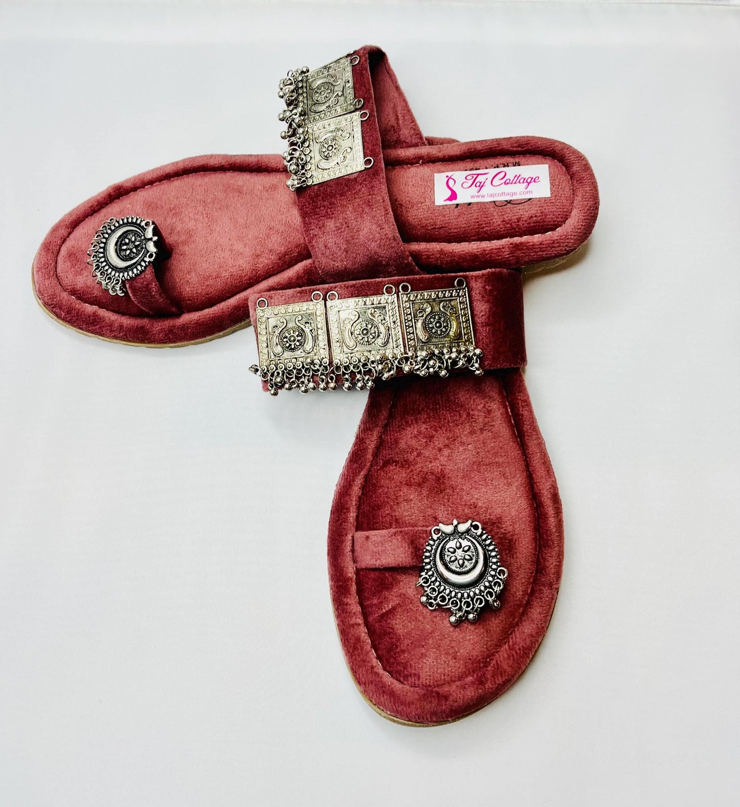 Maroon Velvet Color Sandals