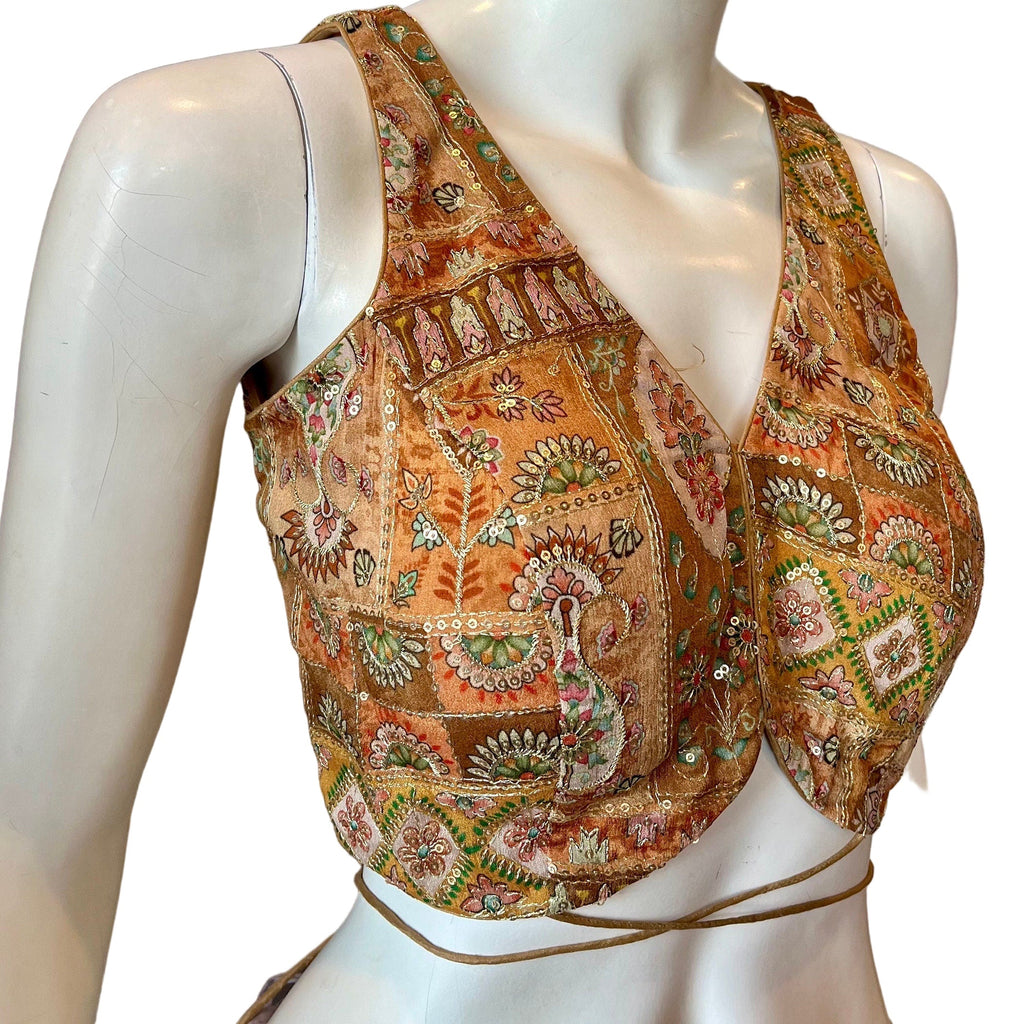 Mustard Yellow Embroidered Sleeveless Blouse