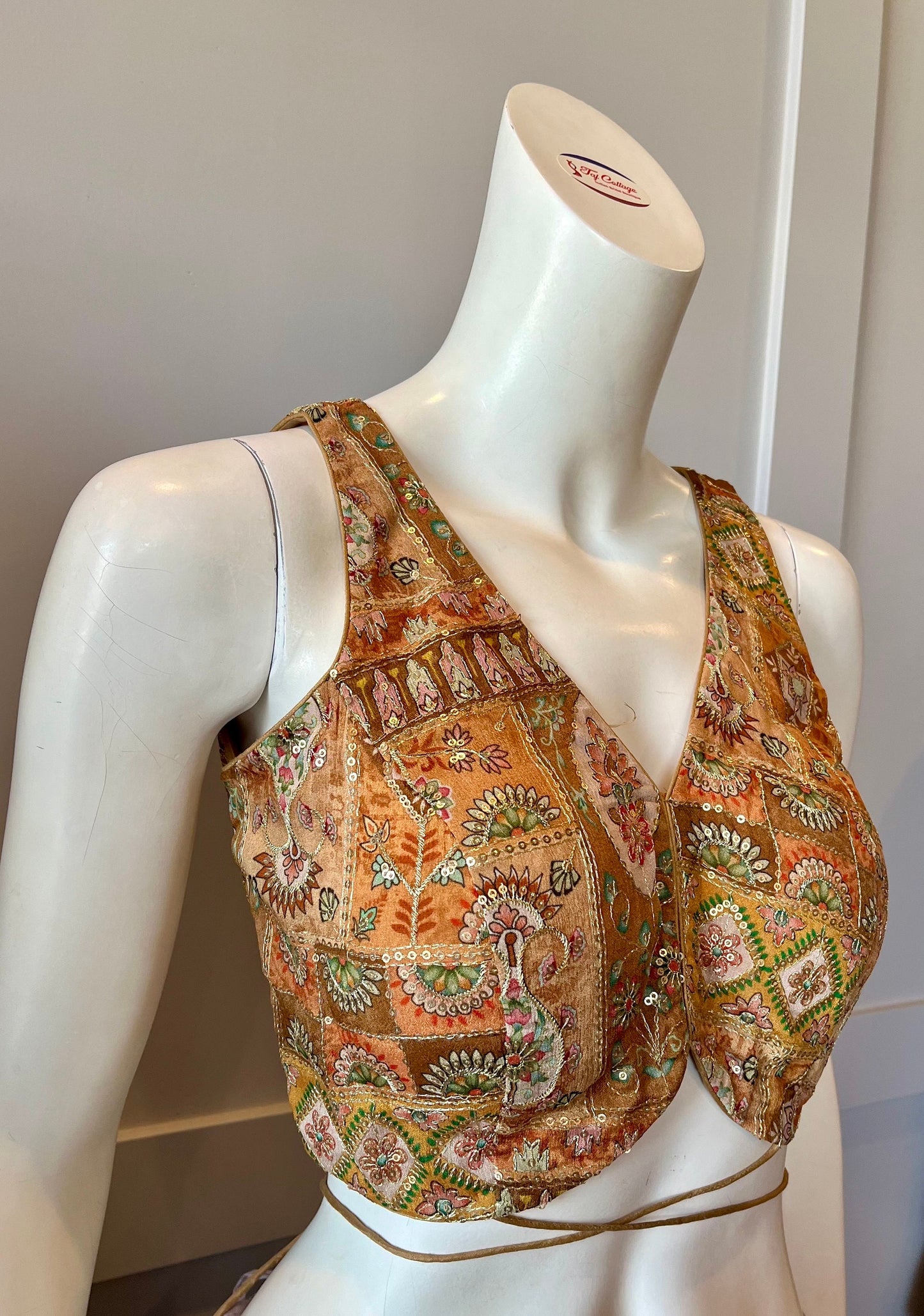 Mustard Yellow Embroidered Sleeveless Blouse