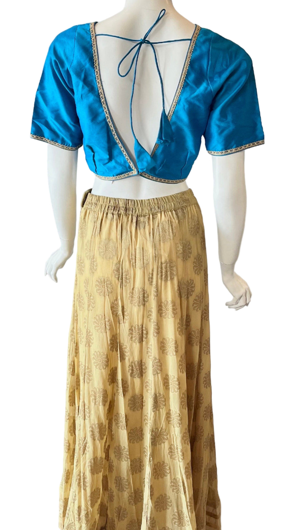 Gold & Sky Blue Lehnga
